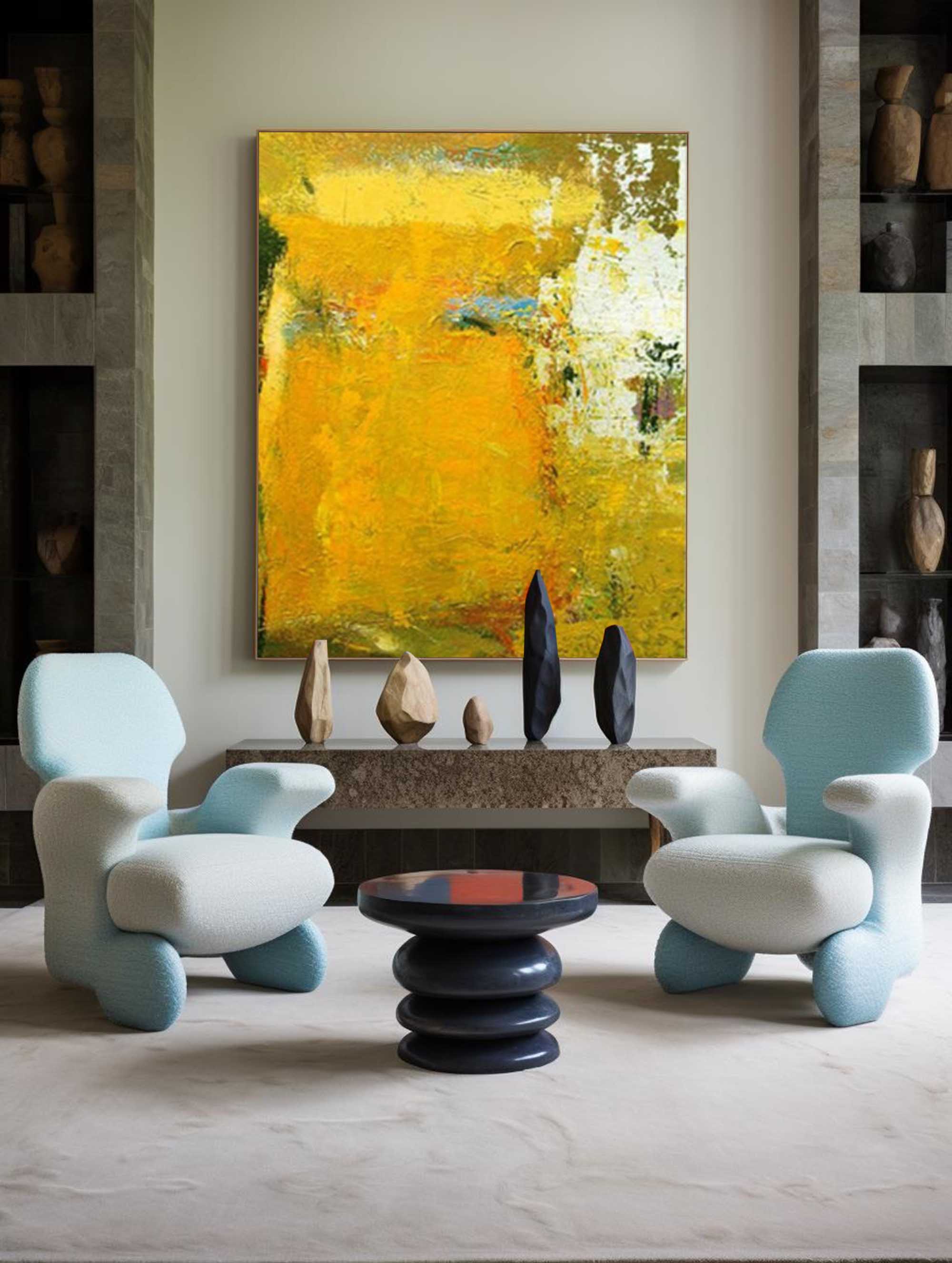 Wallart Golden Abstract Textured Canvas