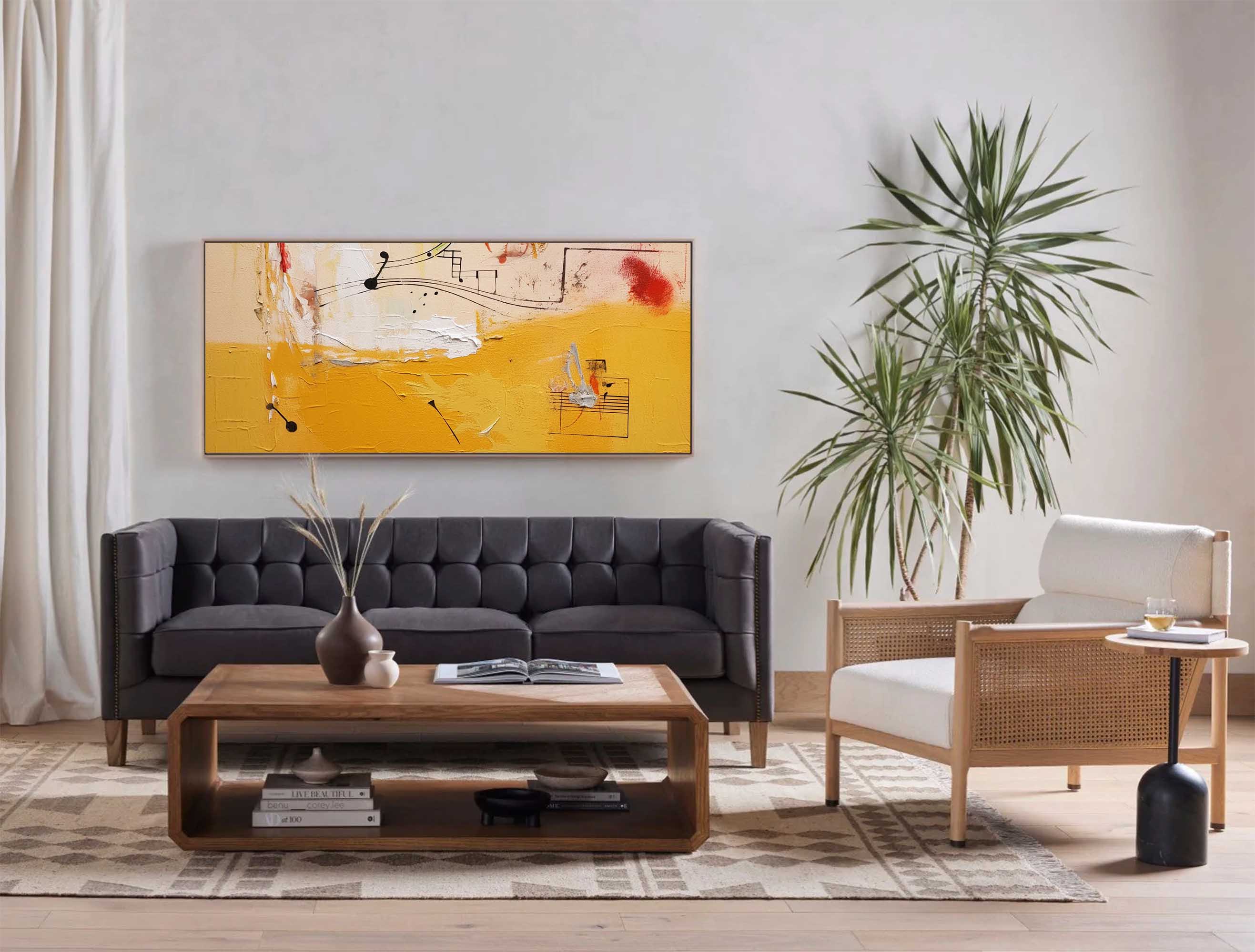 Wallart Melodies in Abstract Yellow