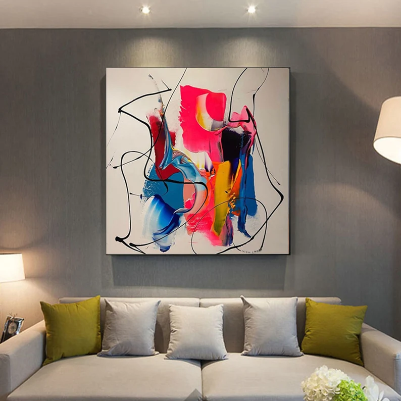 Wallart Bold Abstract Fluid Art with Dynamic Lines