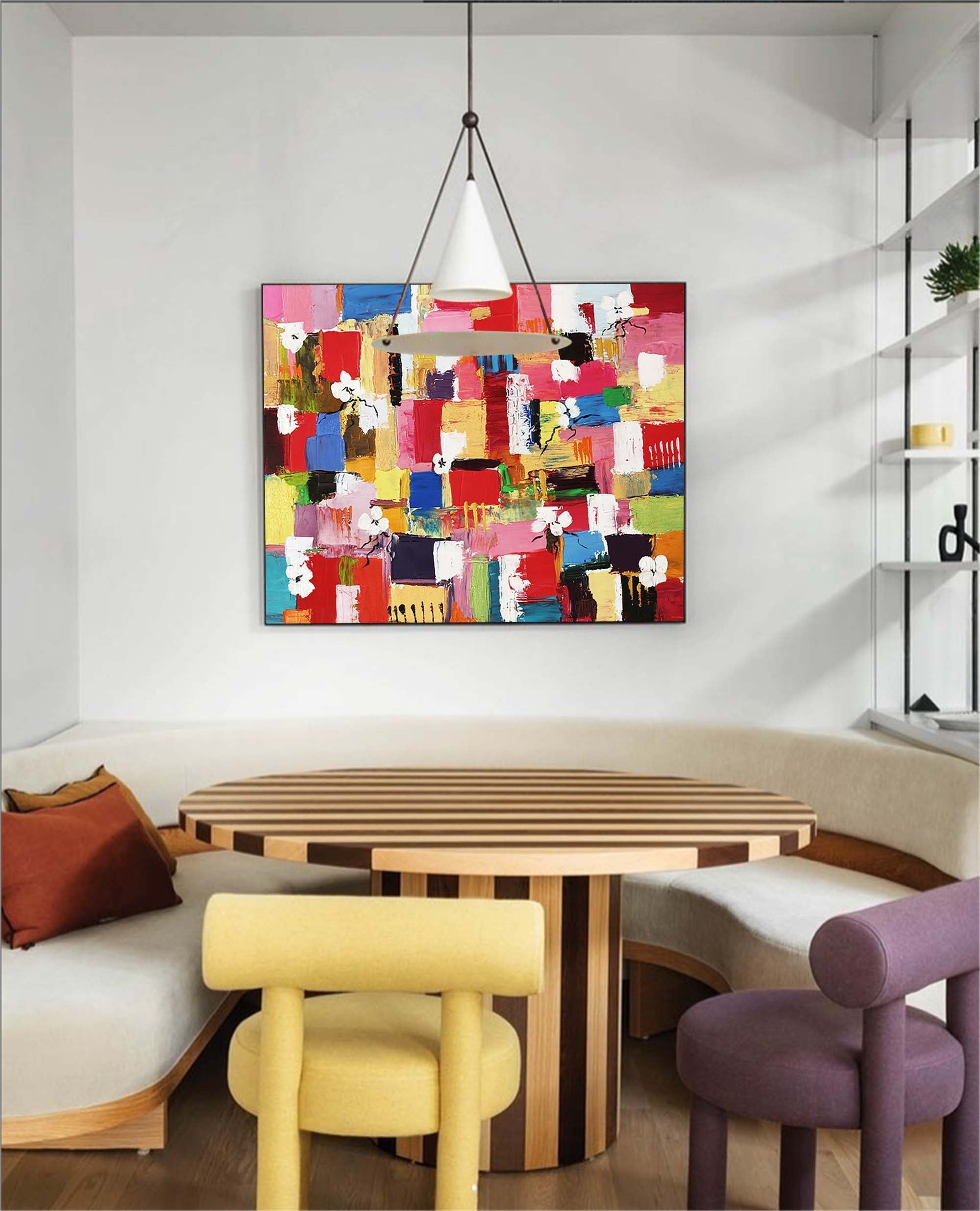 Wallart Floral Harmony Vibrant Abstract Art