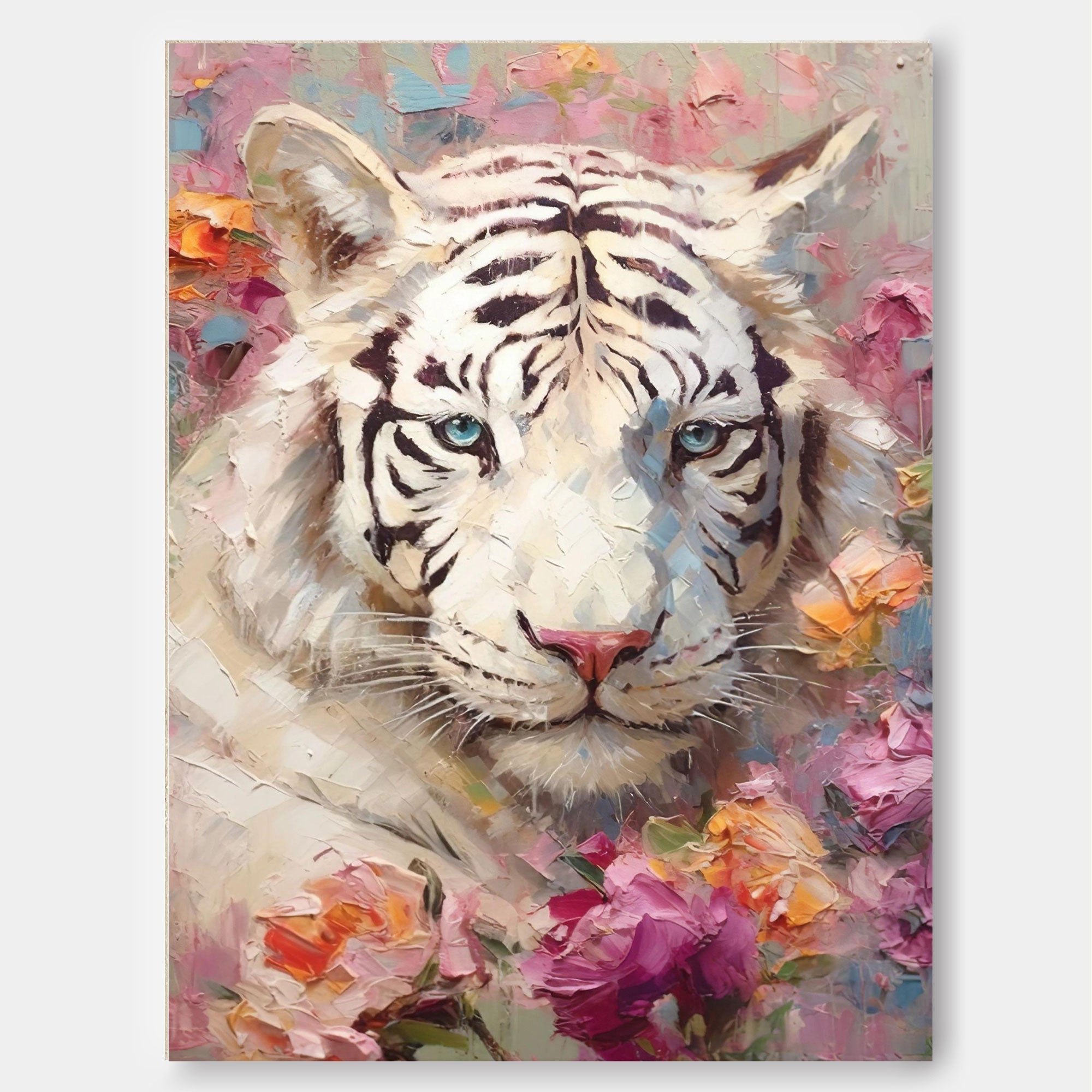 Wallart Majestic Beauty: White Tiger in Bloom