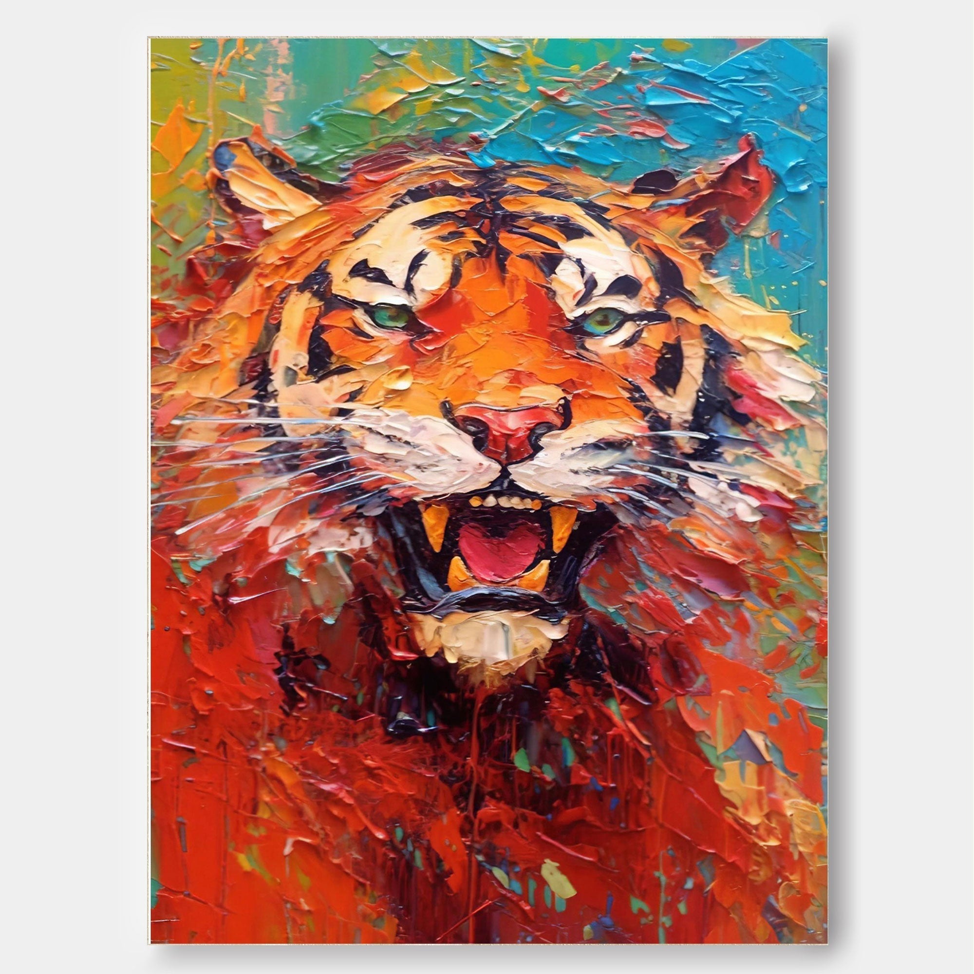 Wallart Vivid Roar: Fierce Tiger in Flames