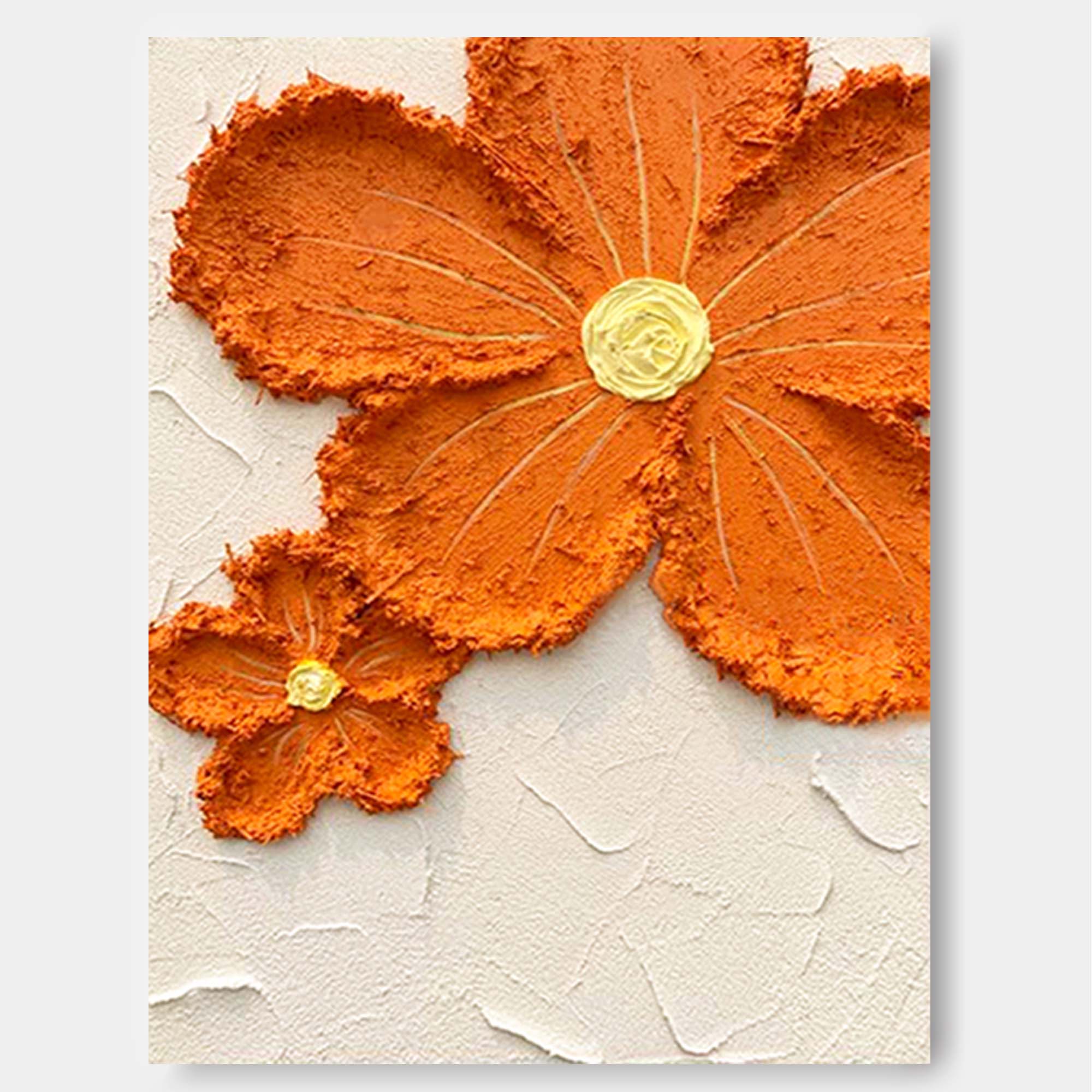 Wallart Textured Floral Art in Orange Hues