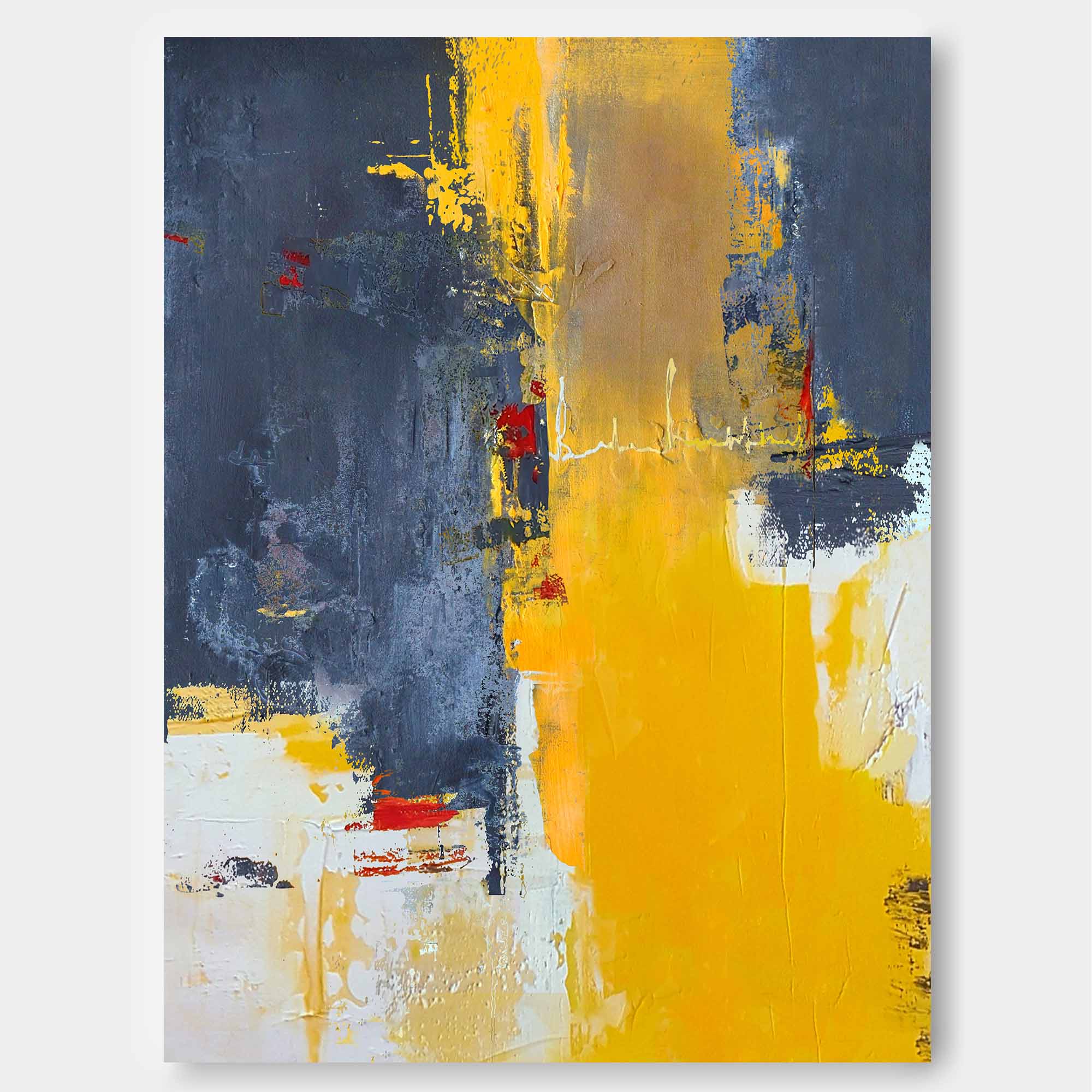Wallart Modern Charcoal and Yellow Art
