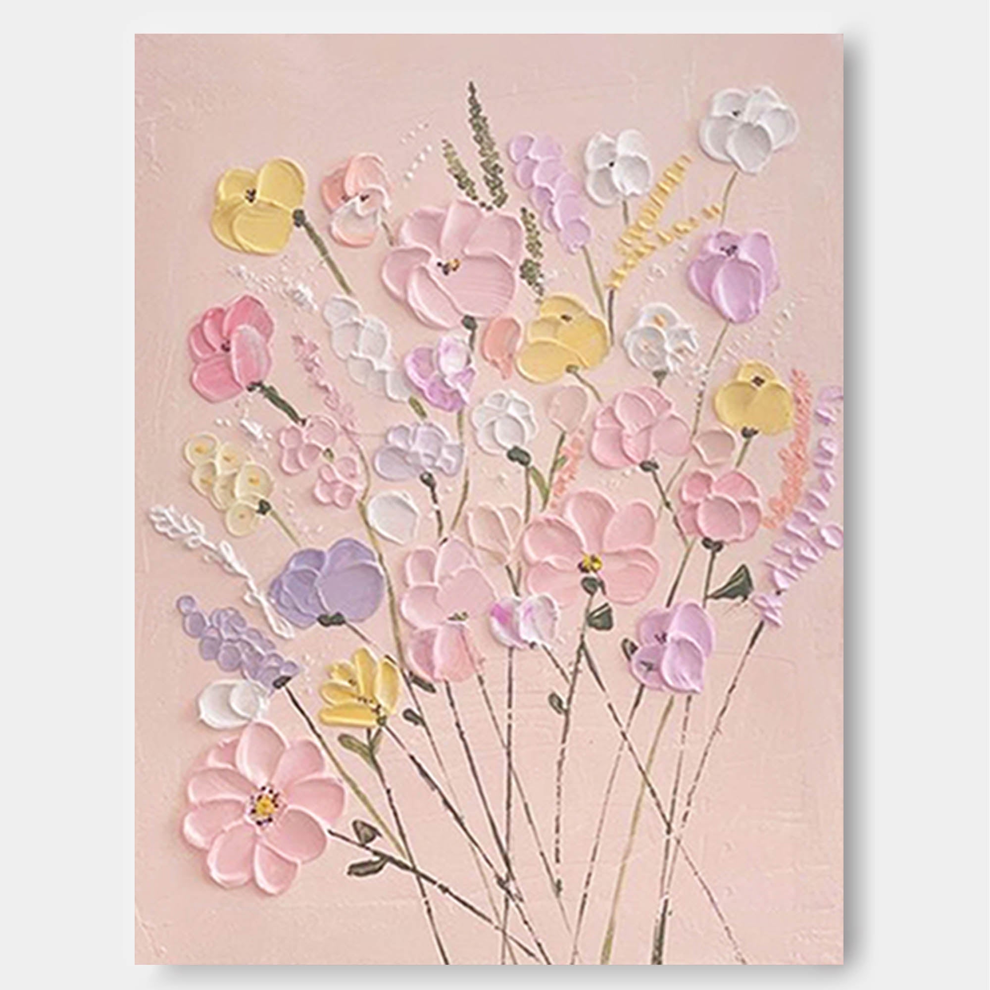Wallart Pastel Floral Bouquet Relief Art