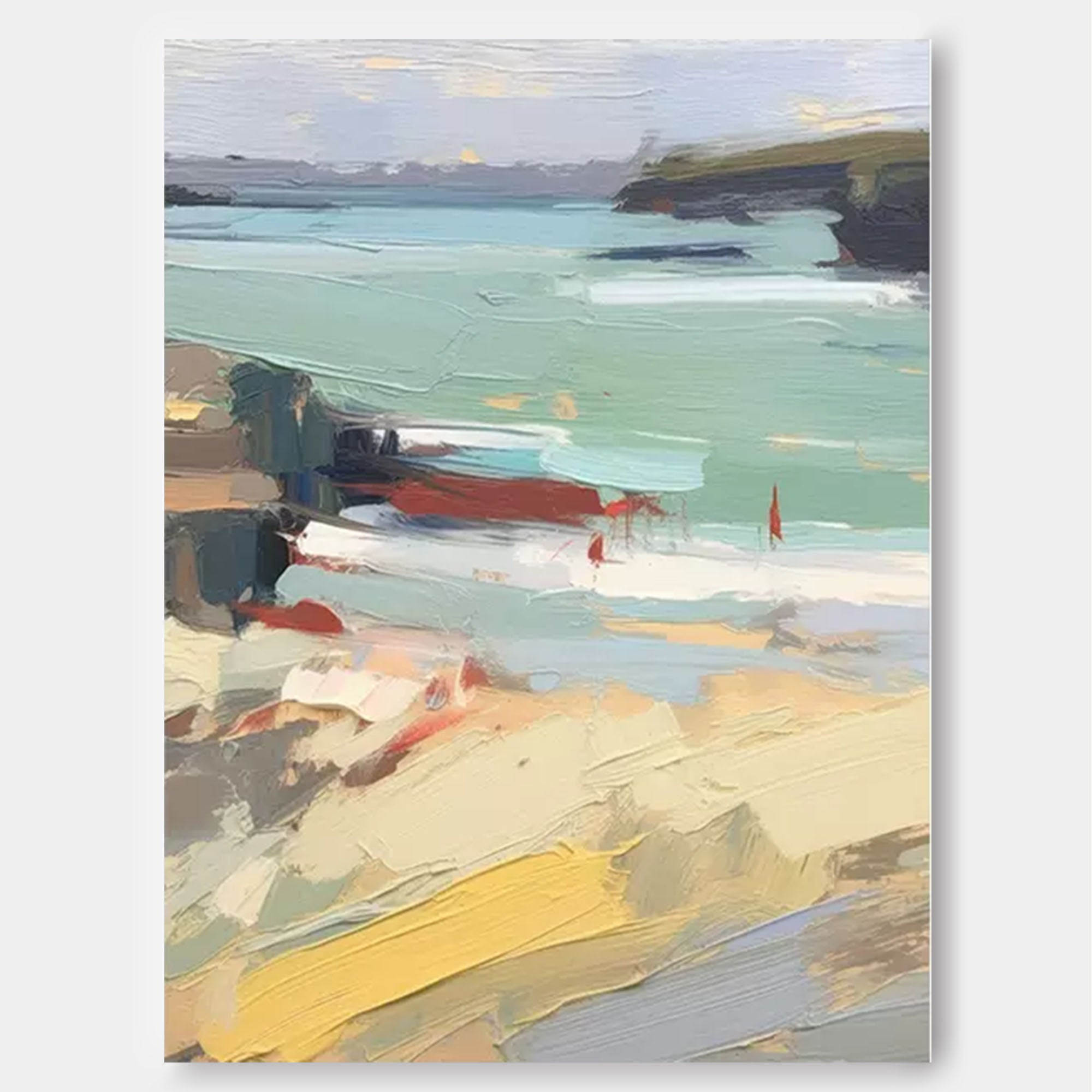 Wallart Impressionist Coastal Landscape – Vibrant Seaside Painting