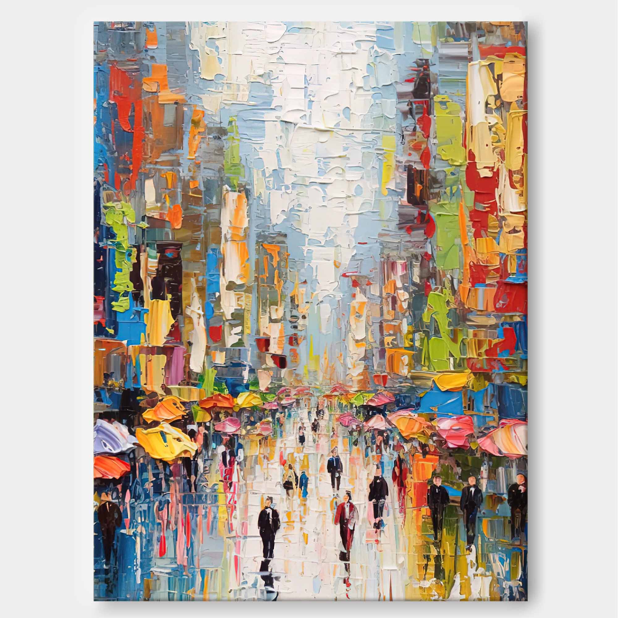 Wallart Colorful Urban Street Life Oil Painting