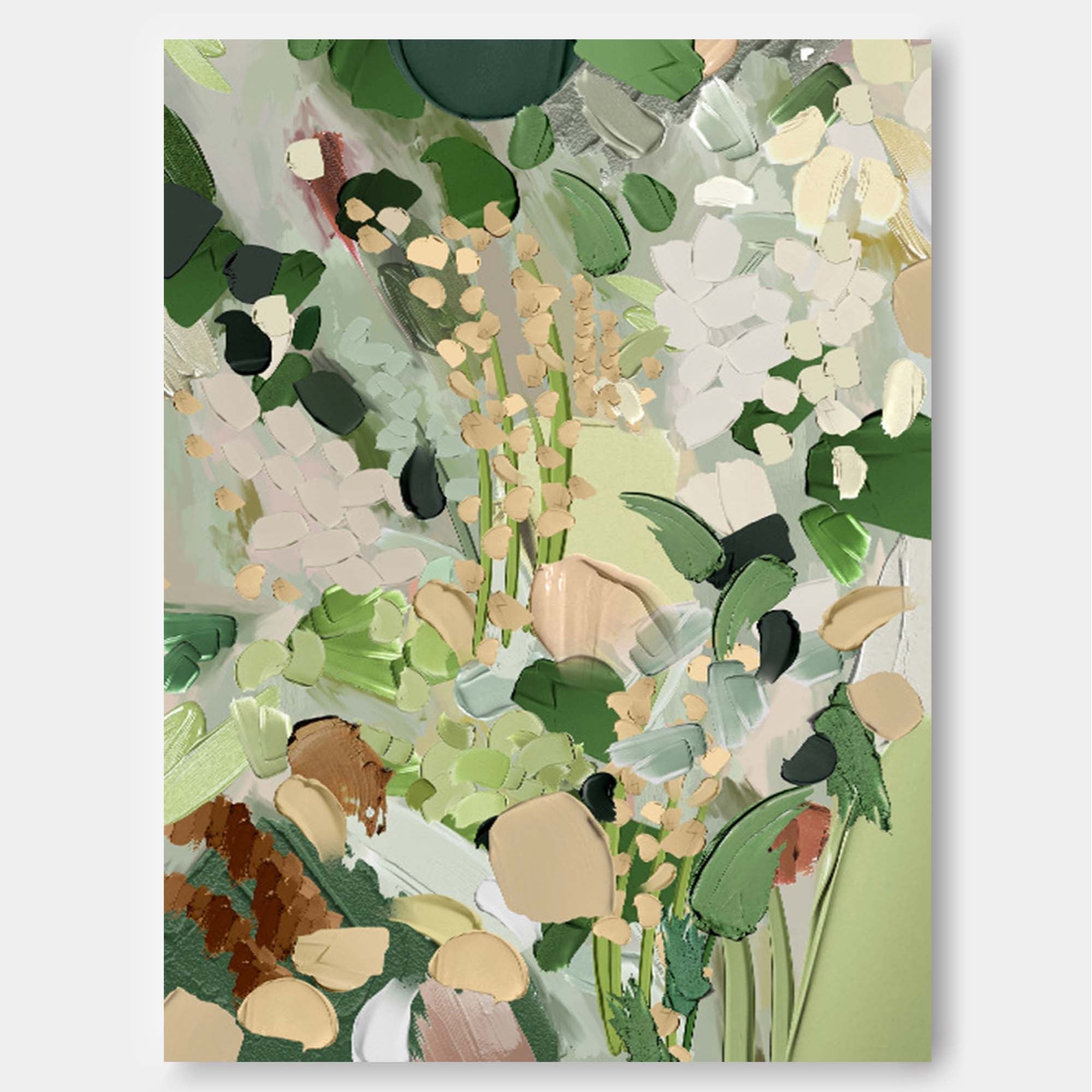 Wallart Lush Green Abstract Floral Art