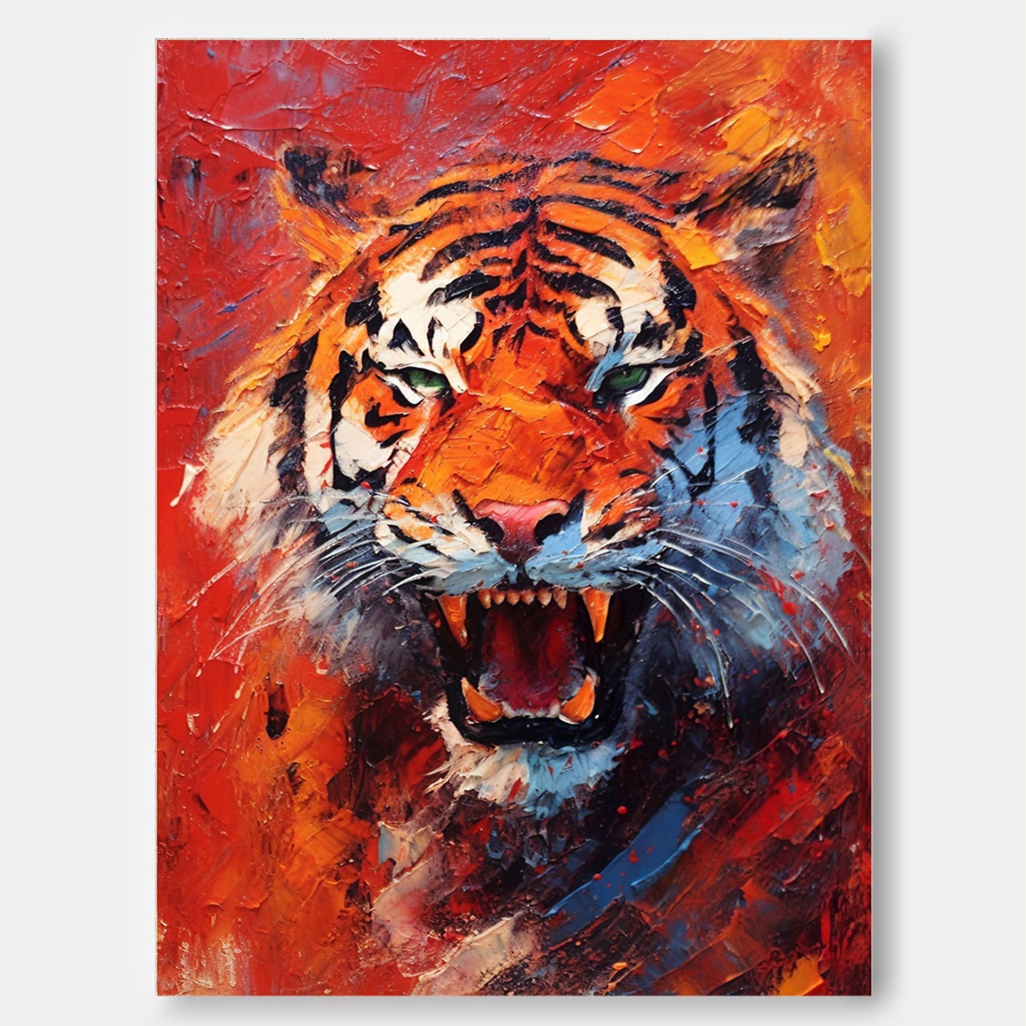 Wallart Fiery Roar: Tiger in Flames