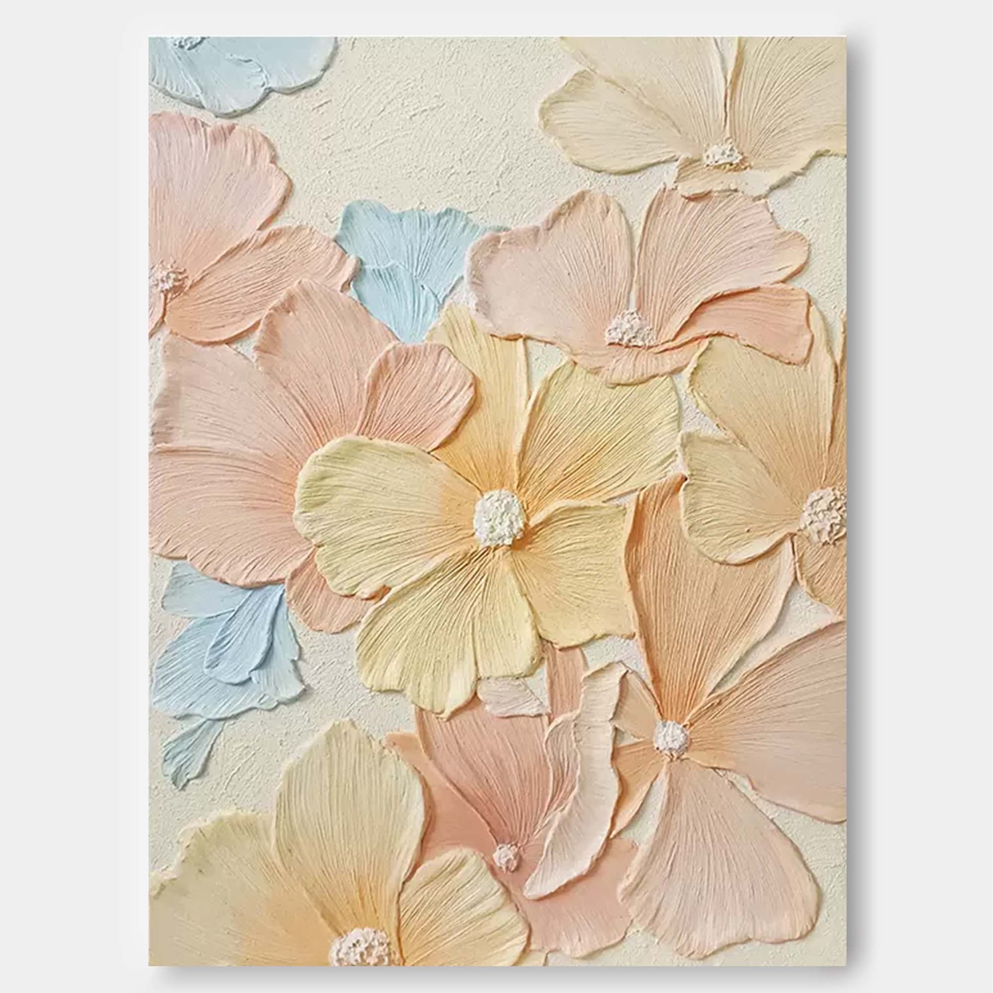 Wallart Pastel Floral Textured Canvas Art