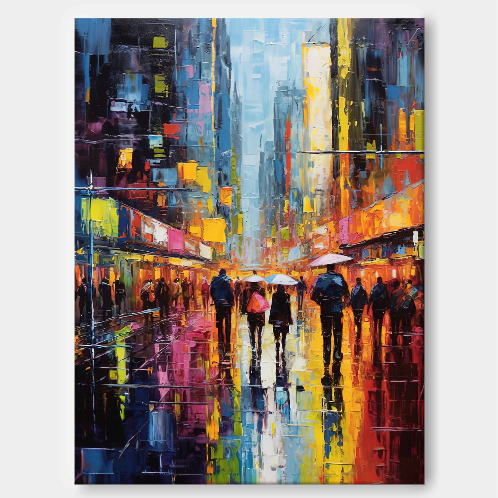 Wallart Nighttime City Walk Oil Painting