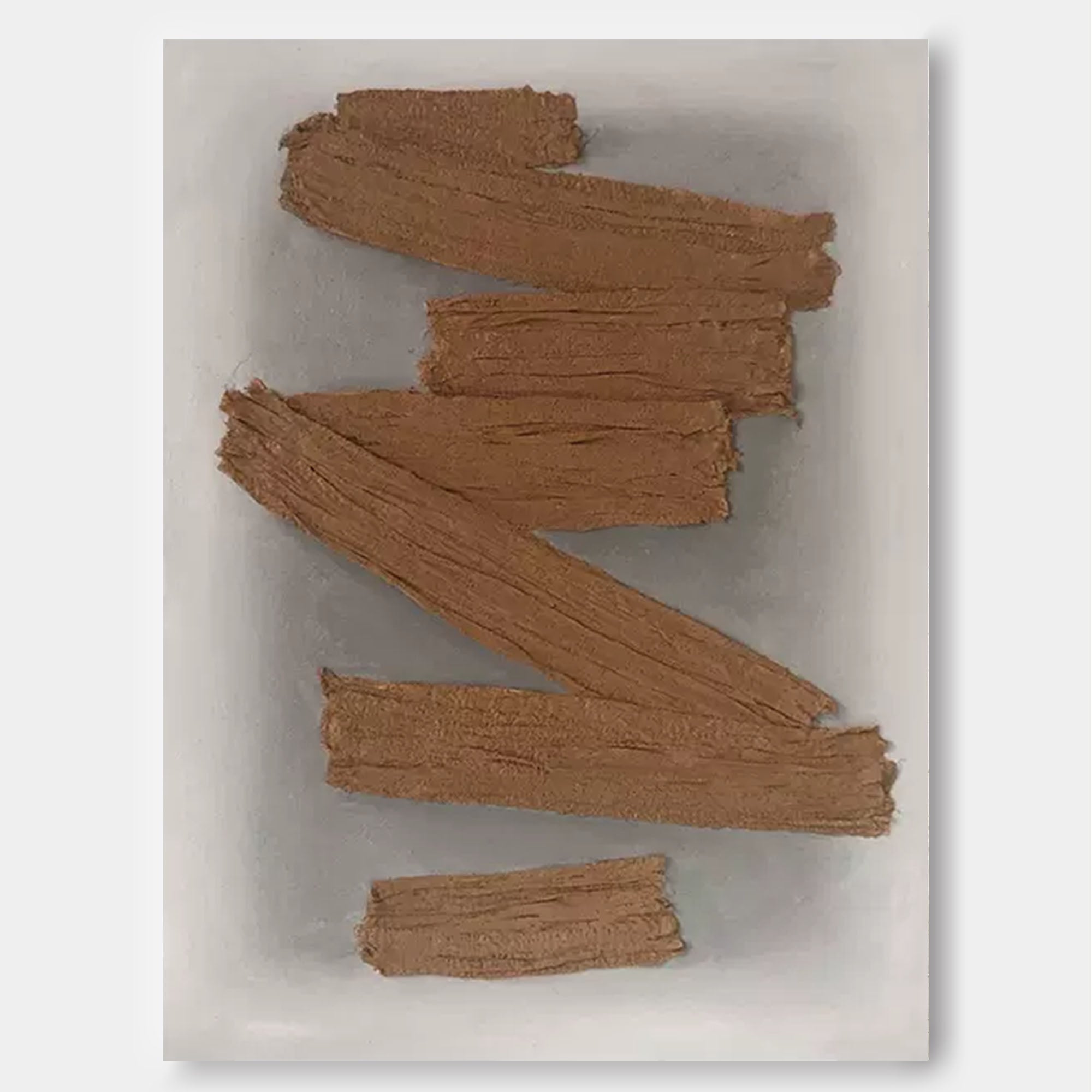 Wallart Abstract Brown Brushstrokes on Grey