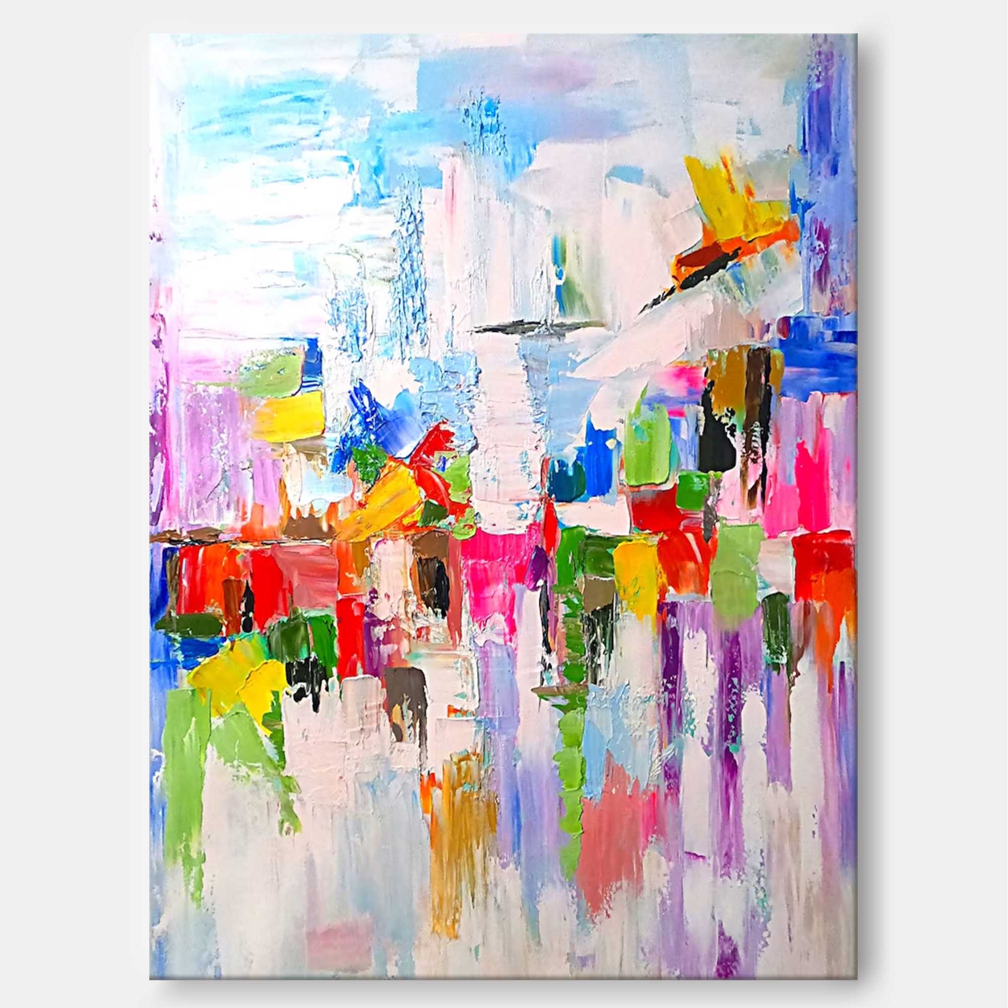 Wallart Vibrant Abstract Cityscape Canvas Art