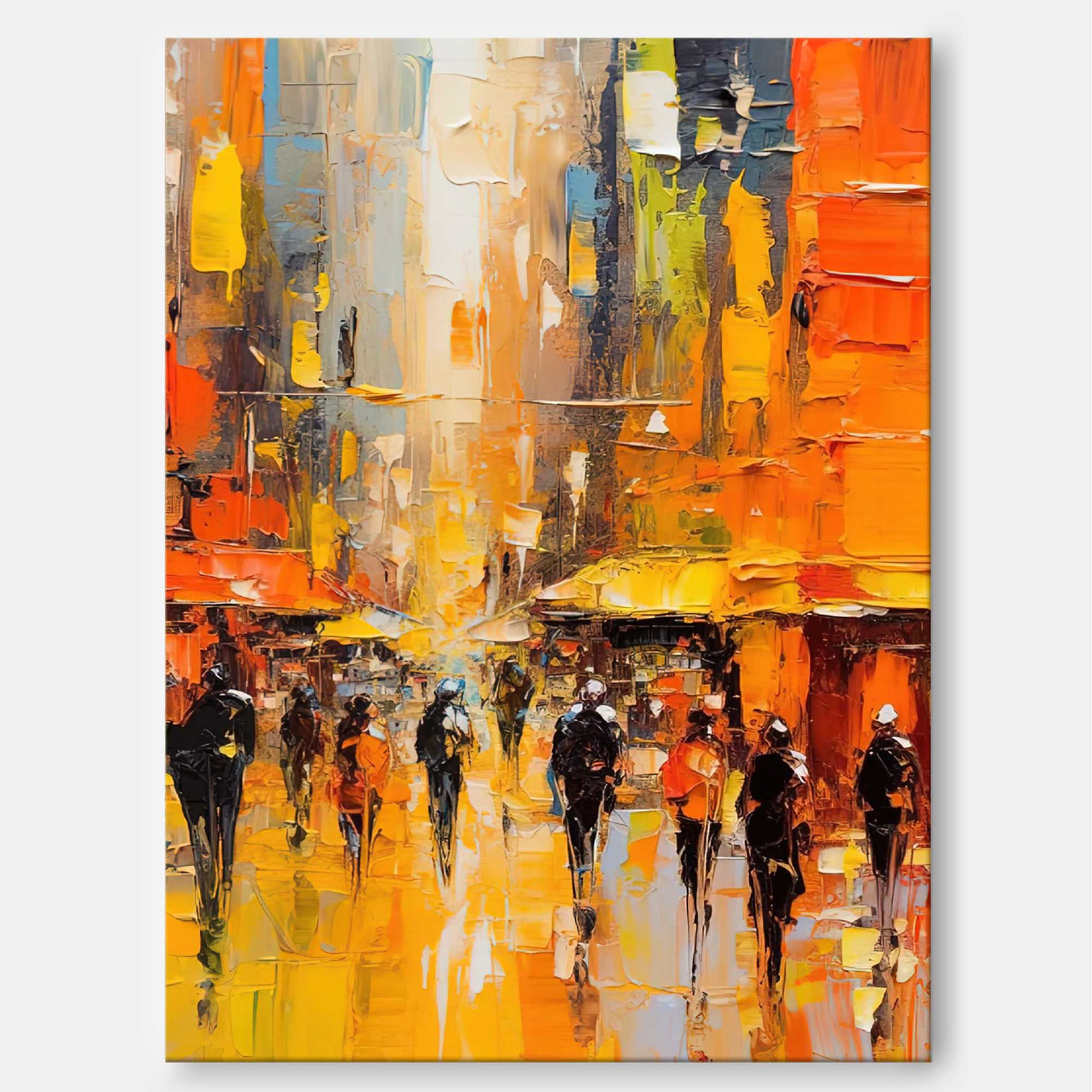 Wallart Golden Hour Cityscape Oil Painting