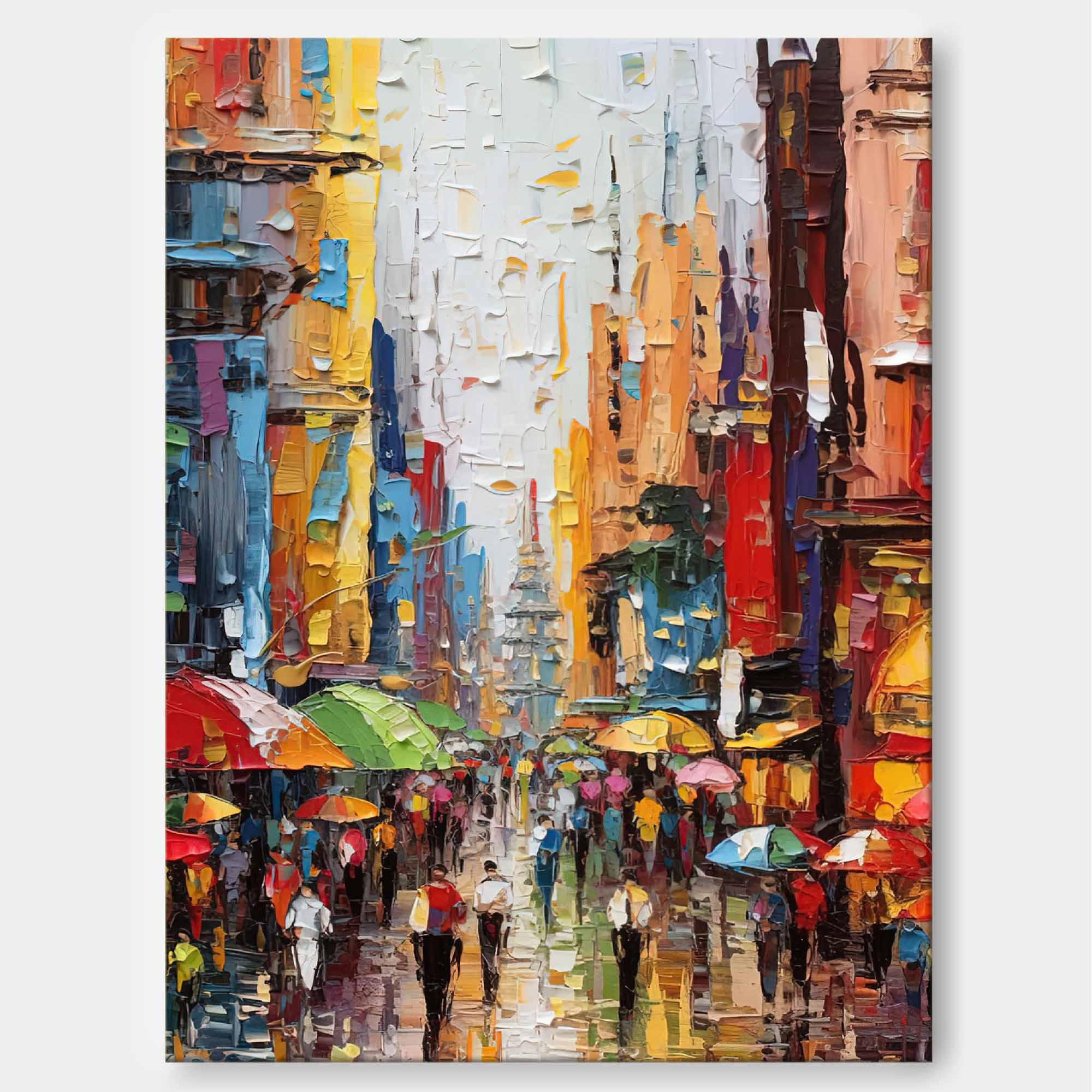 Wallart Colorful Street Scene Oil Painting
