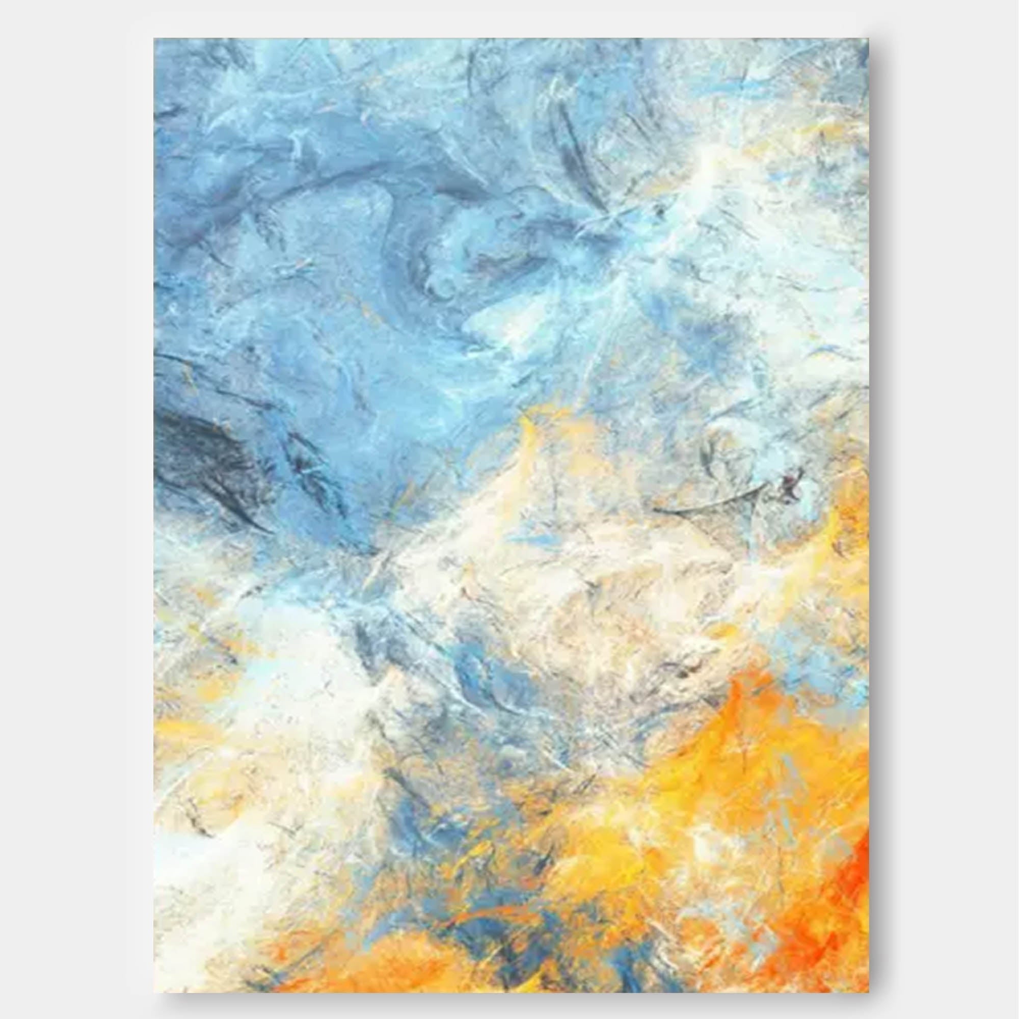 Wallart Blue and Orange Abstract Canvas Art
