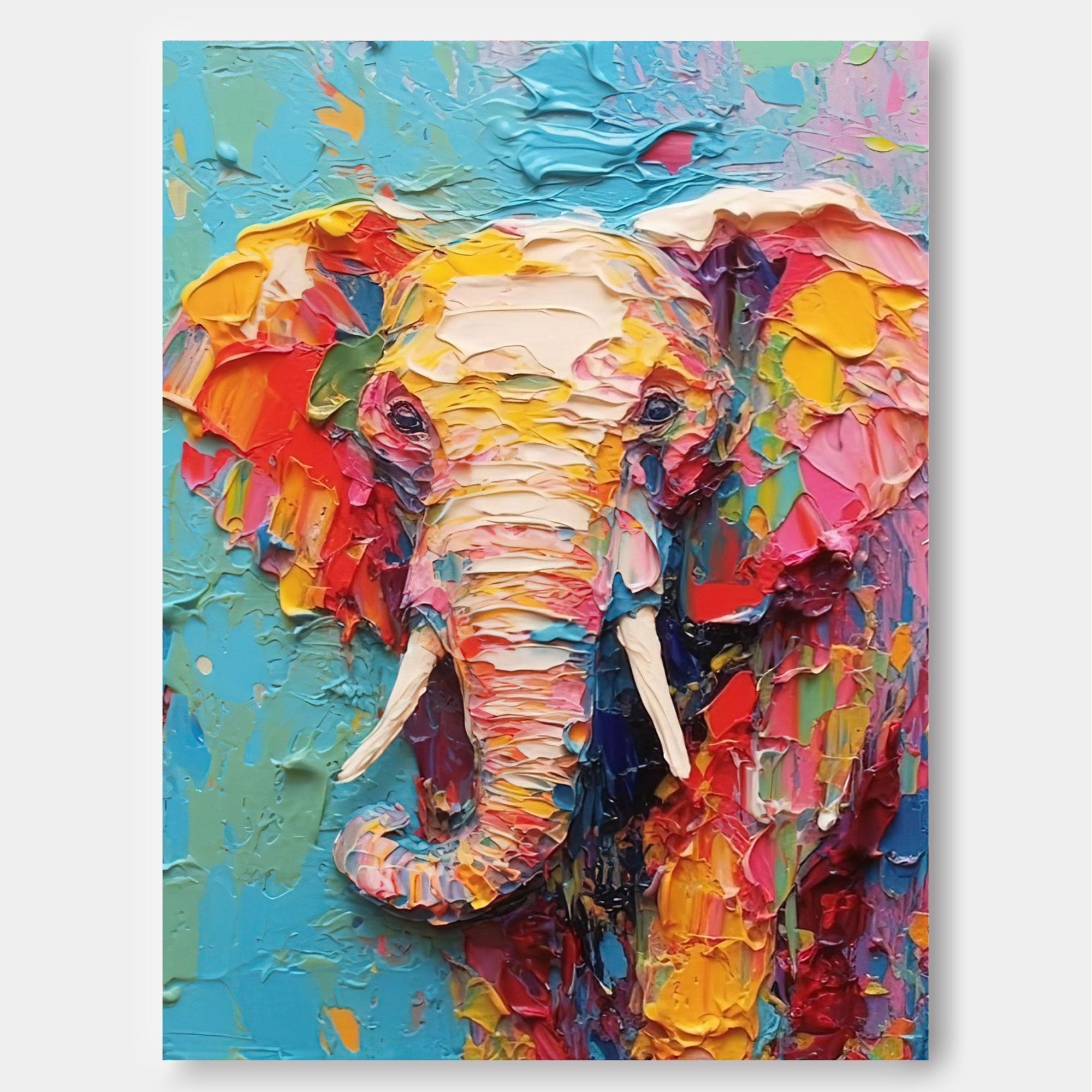 Wallart Vibrant Elephant in Bold Colors