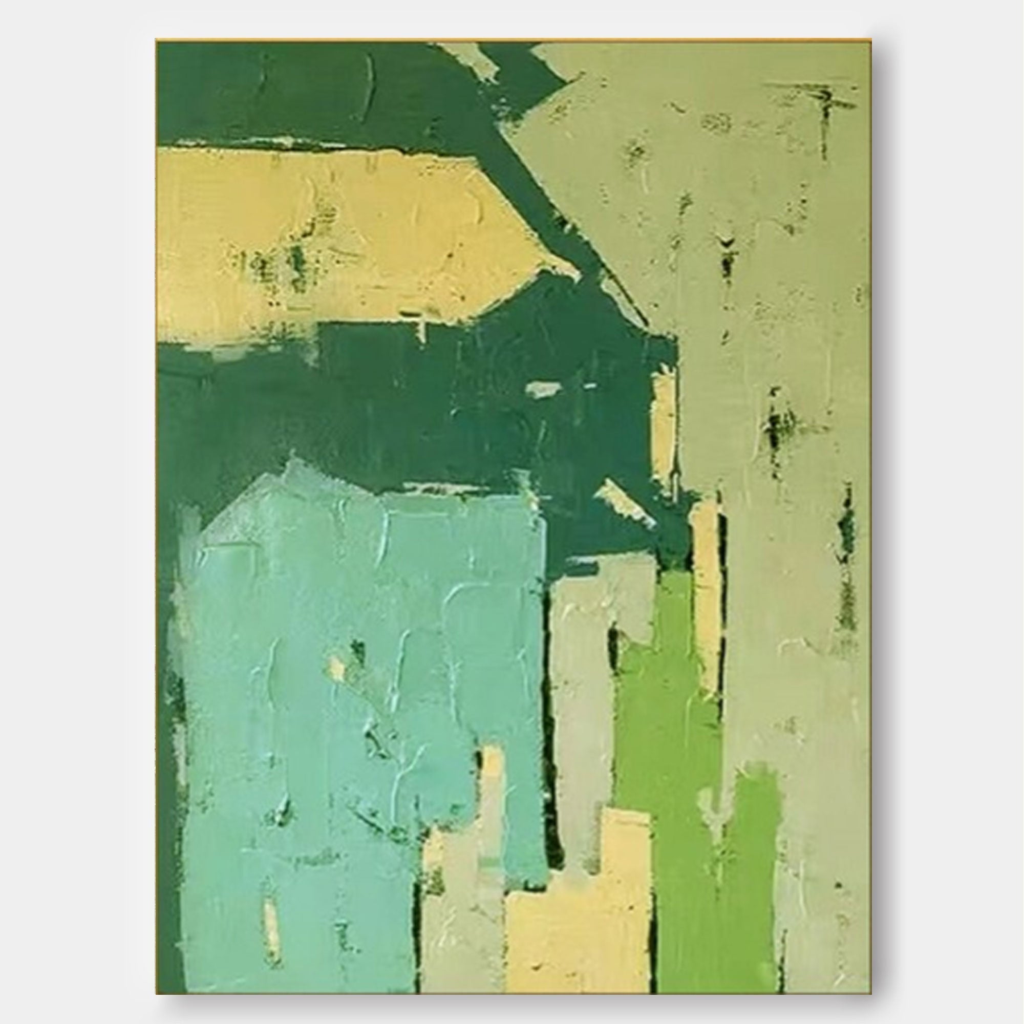 Wallart Green Toned Abstract Textured Art