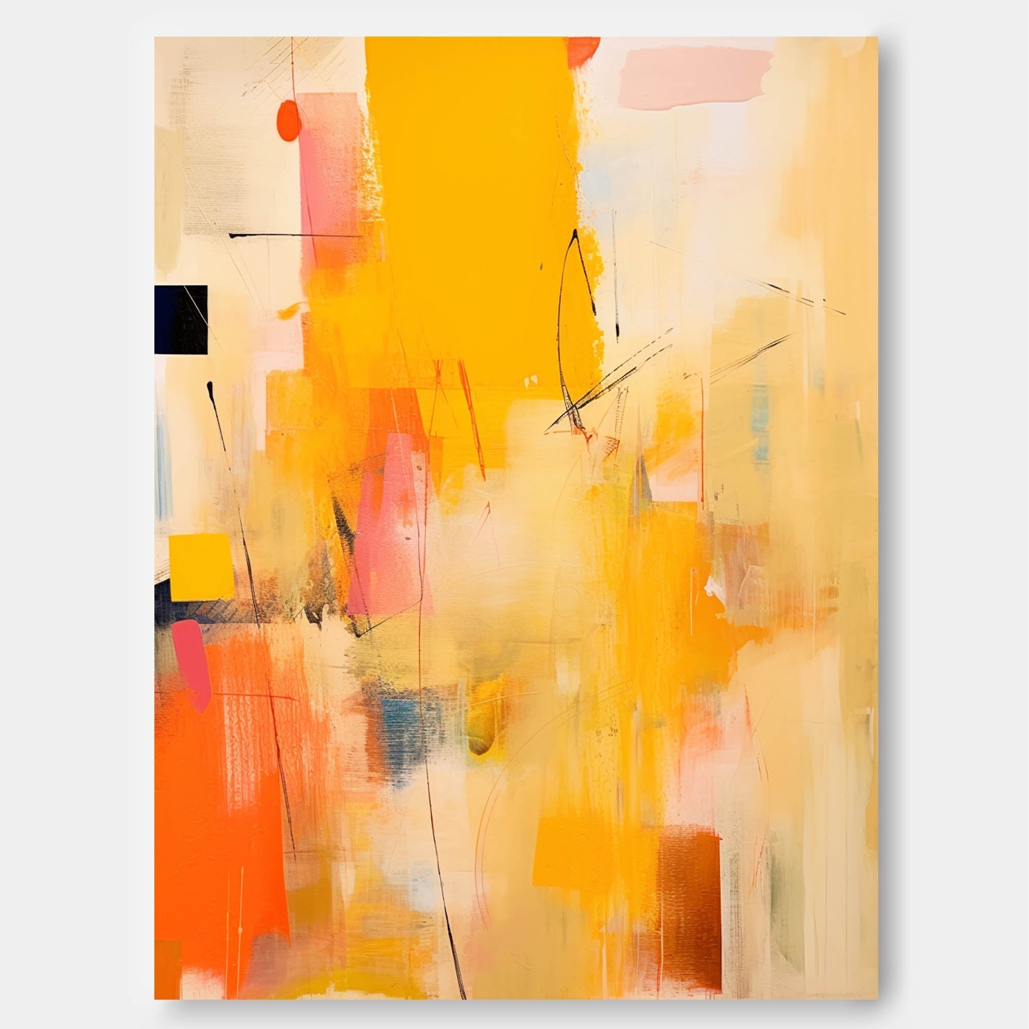 Wallart Sunrise Abstraction in Yellow and Pink
