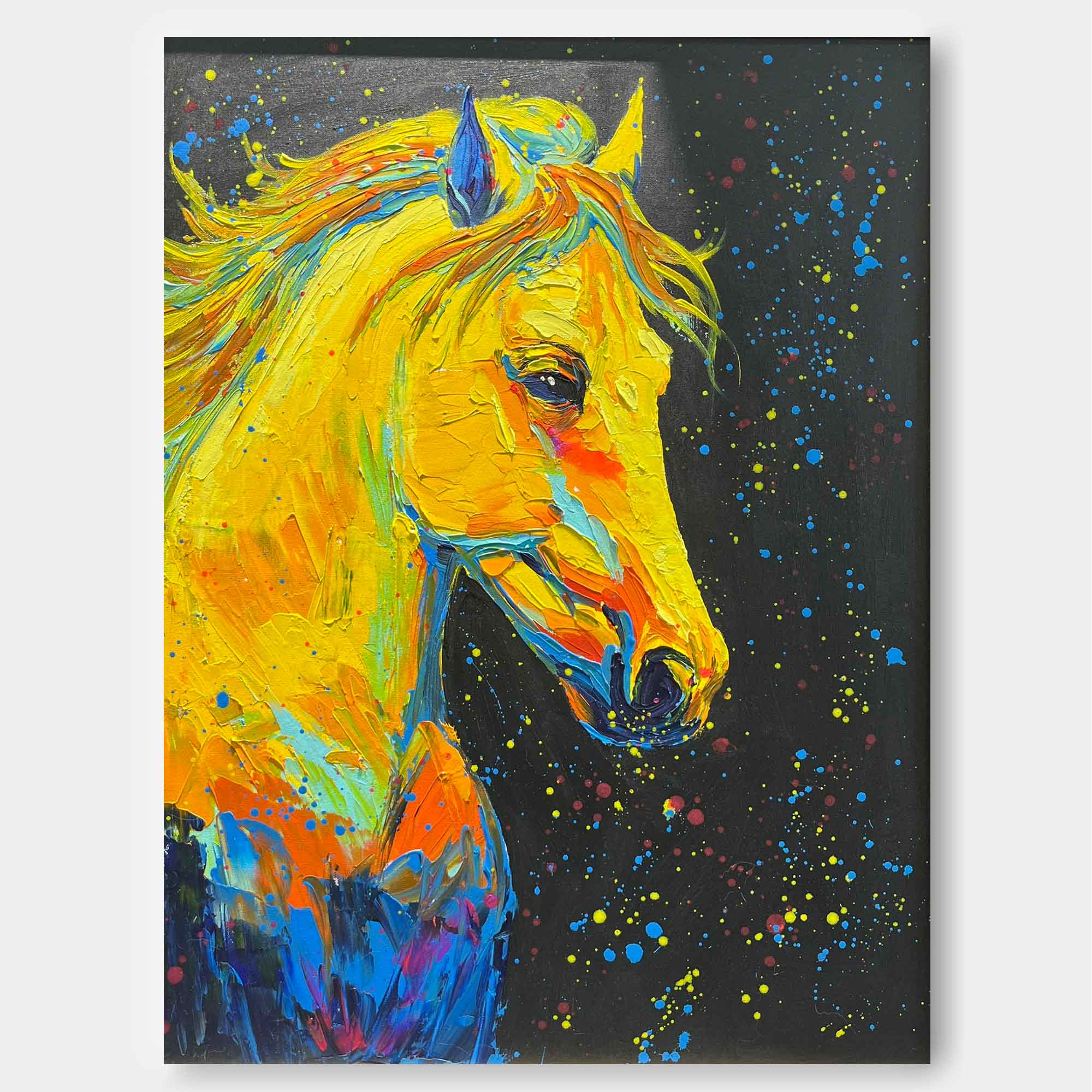 Wallart Vibrant Neon Horse in Cosmic Colors