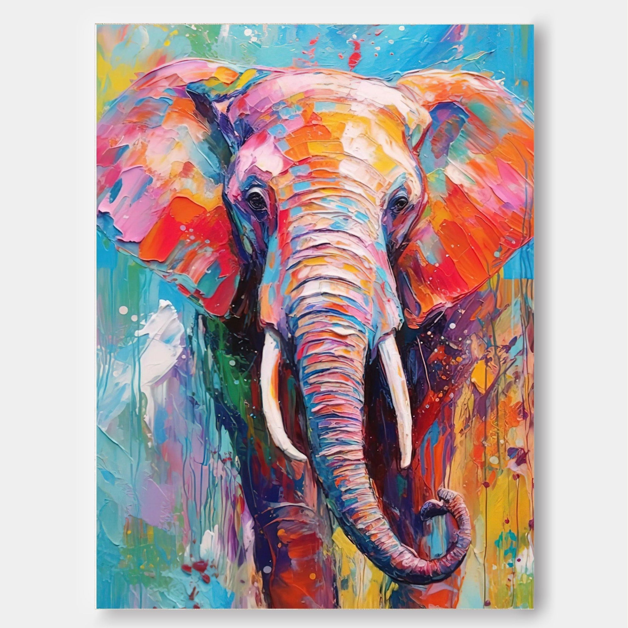 Wallart Rainbow Elephant in Bold Hues