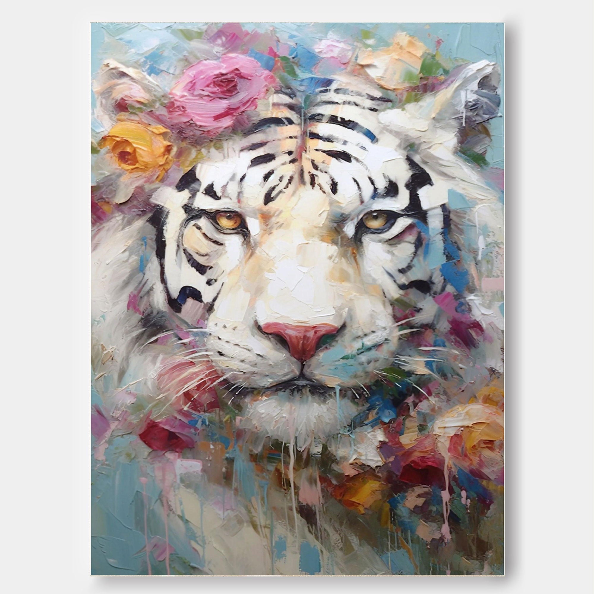 Wallart Floral Majesty: White Tiger in Bloom