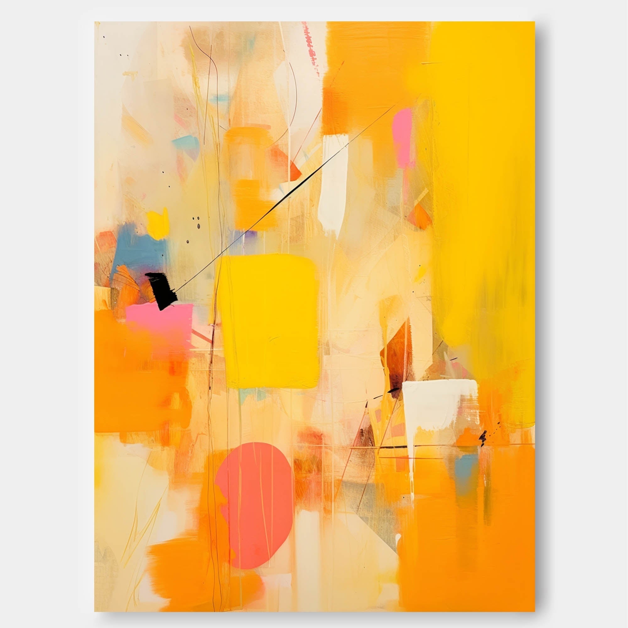 Wallart Golden Abstraction in Pink and Yellow