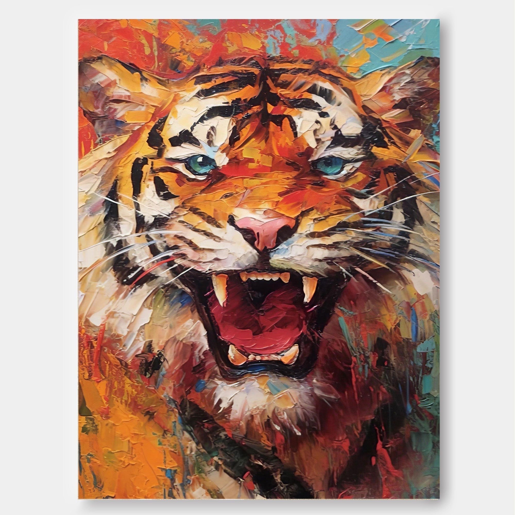 Wallart Ferocious Tiger in Vibrant Fury