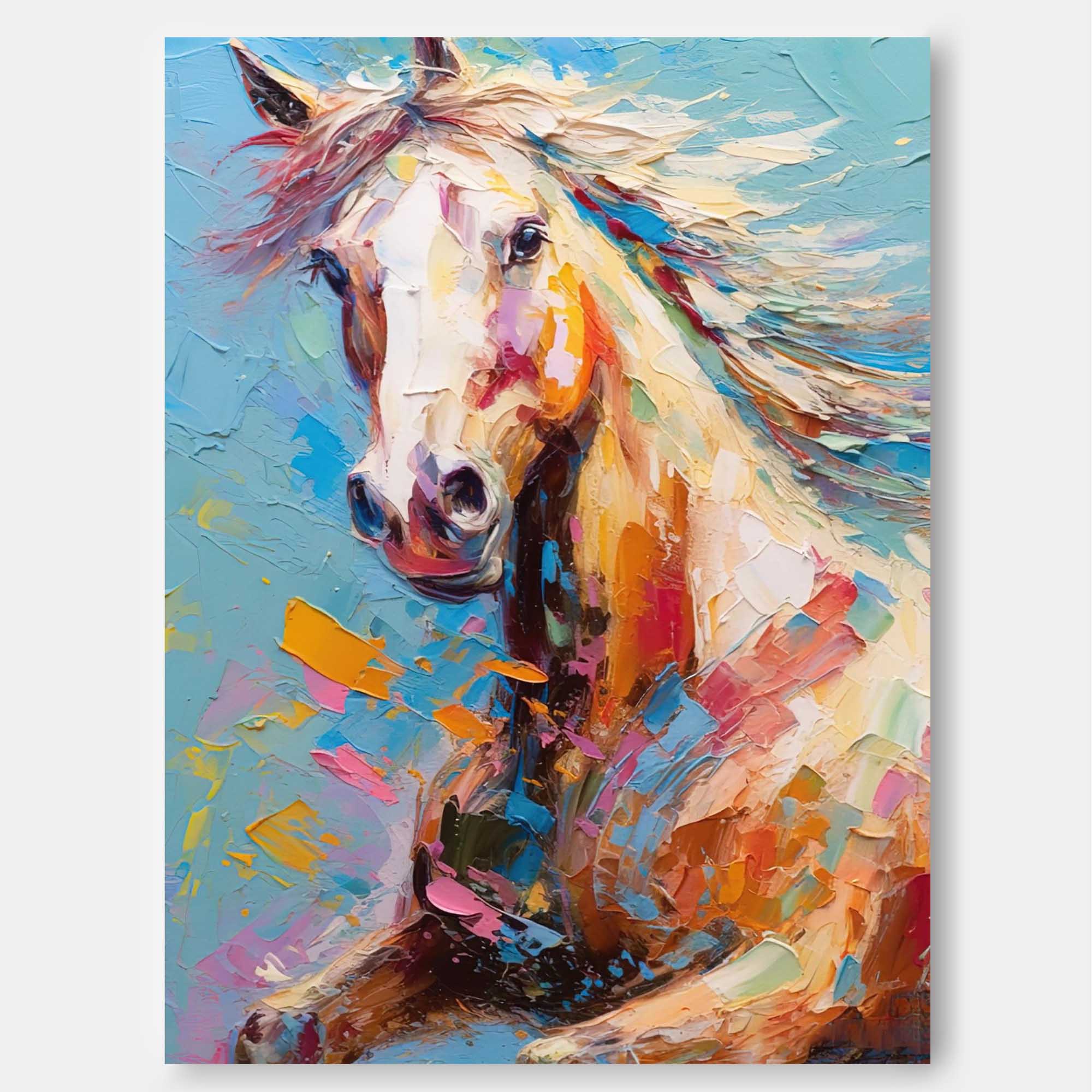Wallart Dynamic Horse in Colorful Motion