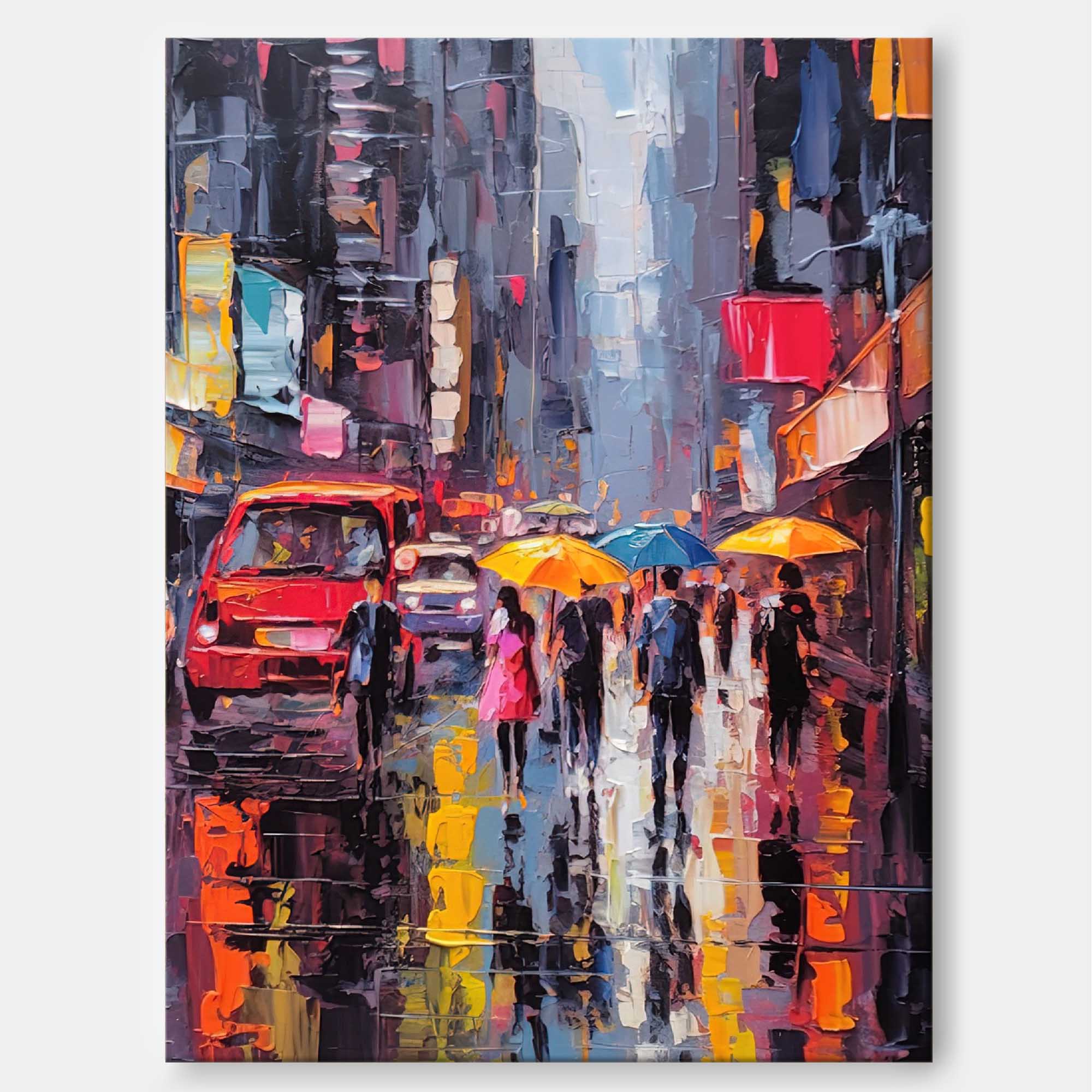 Wallart Urban Rainy Evening Oil Painting