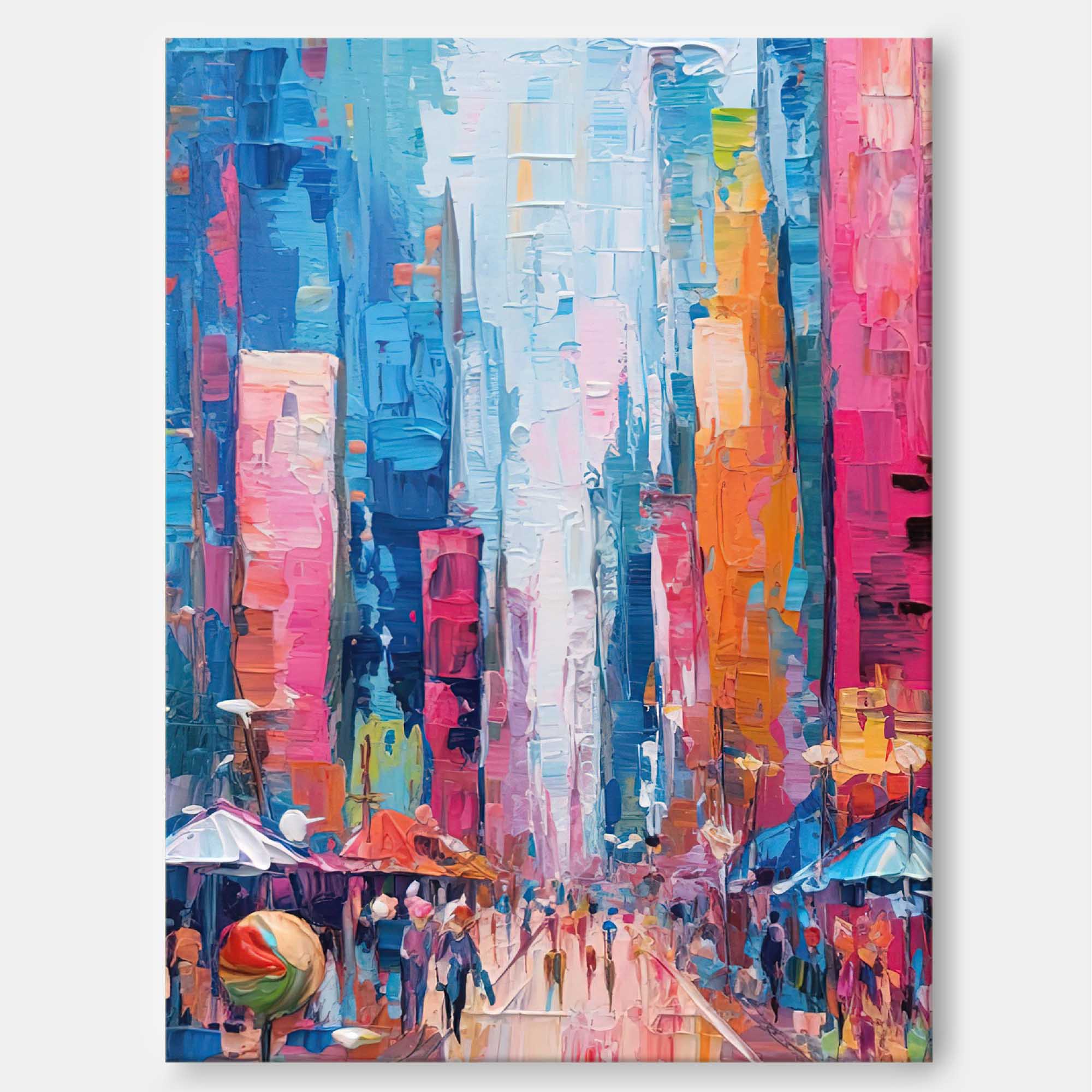 Wallart Vibrant City Skyline Oil Painting