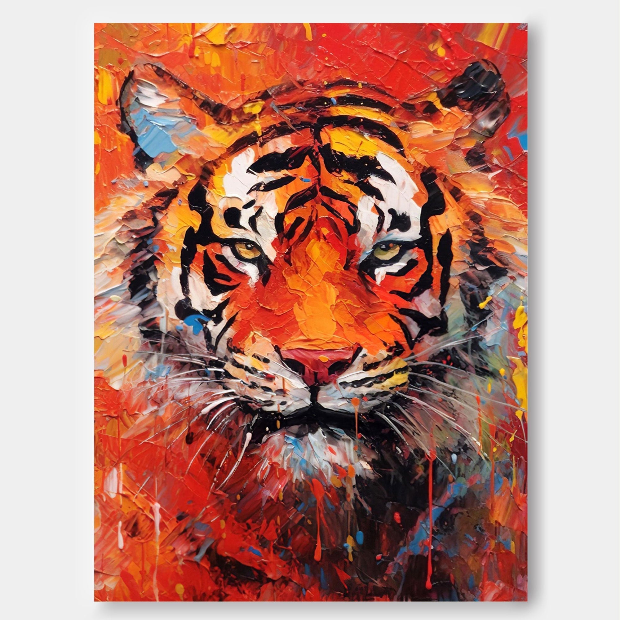 Wallart Flame Tiger in Fiery Colors