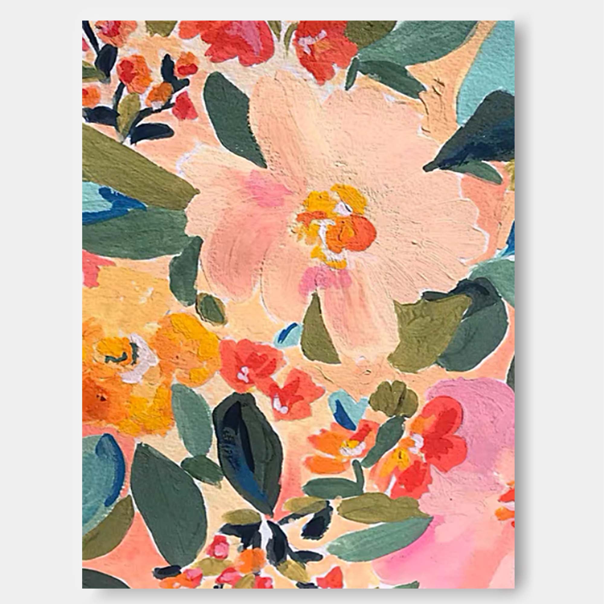 Wallart Vibrant Floral Abstract Canvas Art
