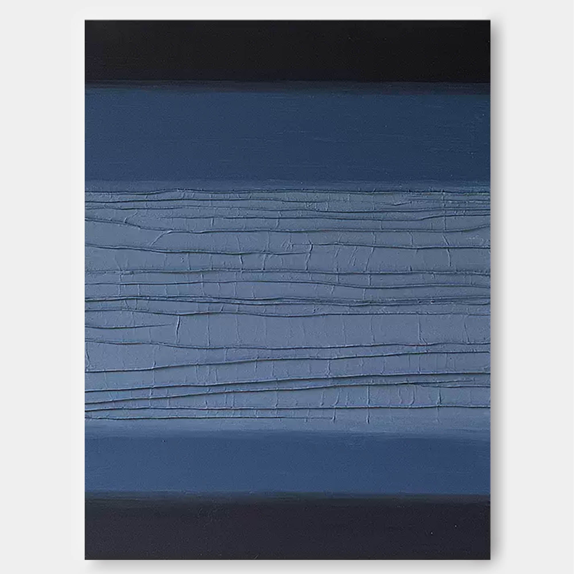 Wallart Textured Blue and Black Abstract Oil Painting – Contemporary Wall Art