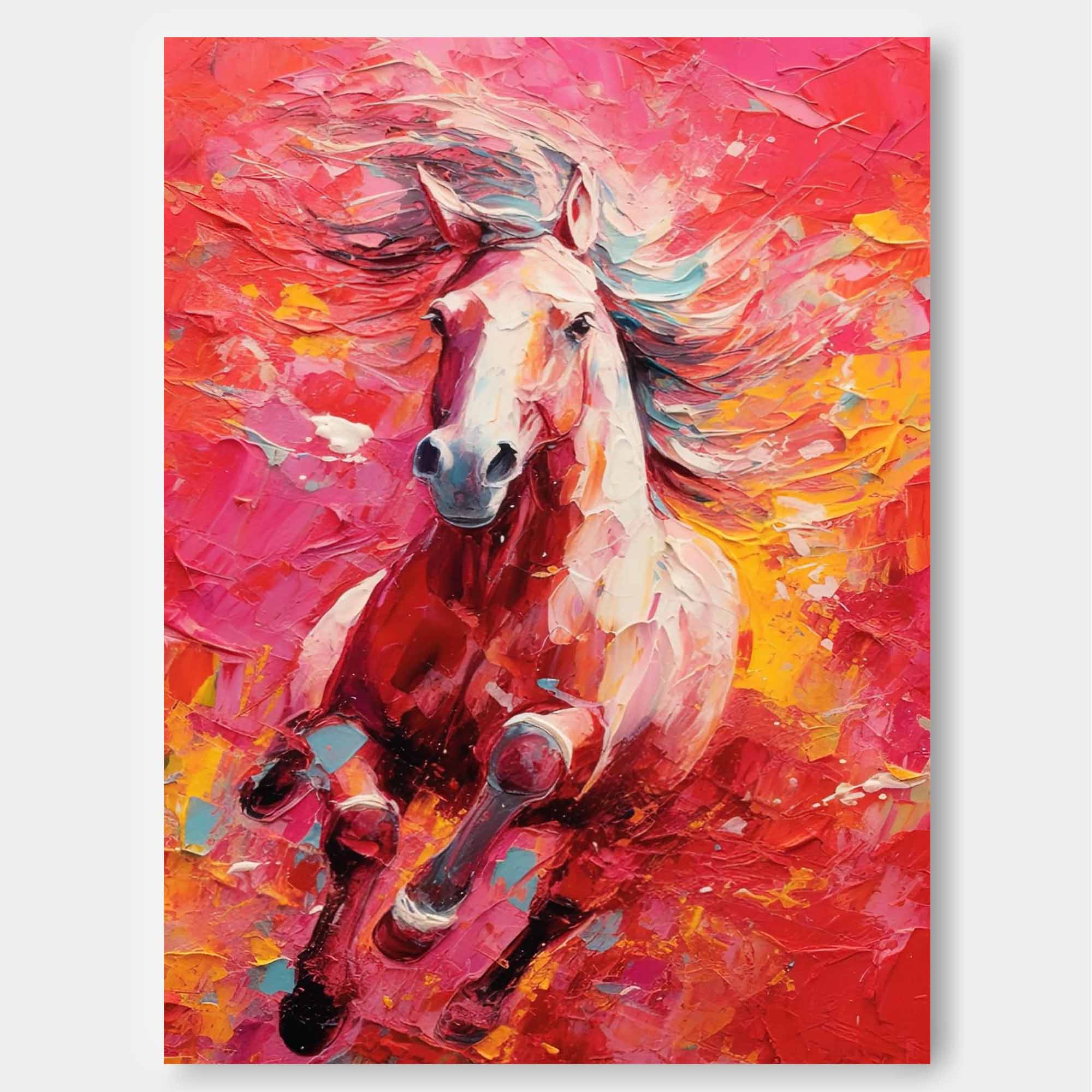 Wallart Galloping Freedom – Vibrant Horse Oil Painting on Canvas