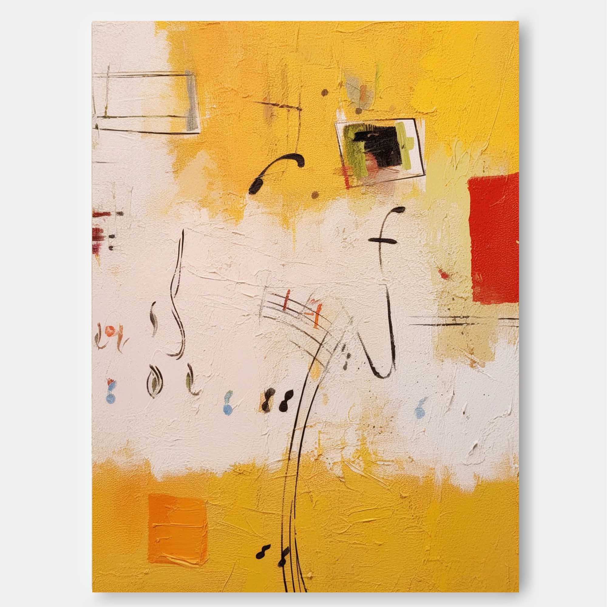 Wallart Abstract Musical Notes Canvas Art in Warm Tones