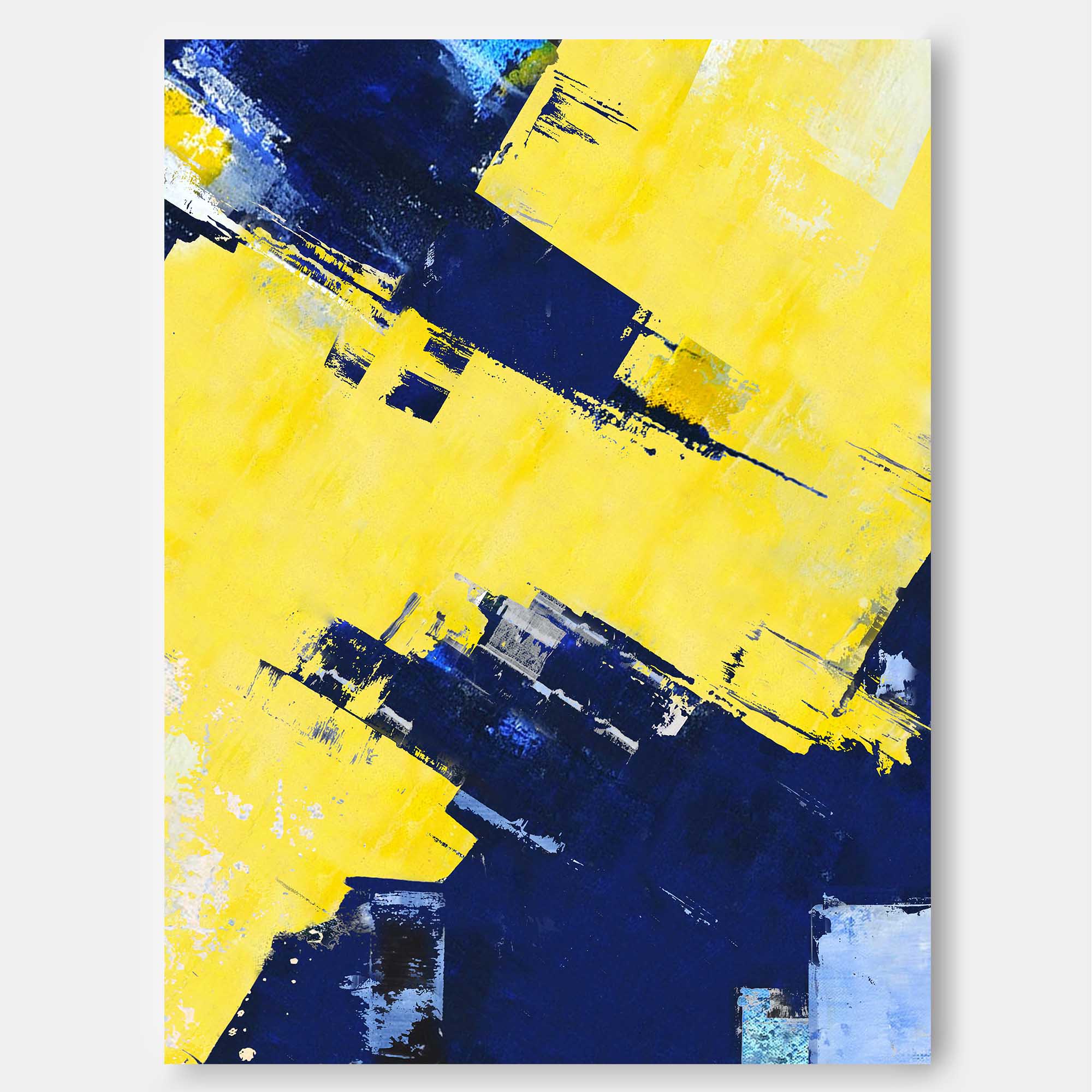 Wallart Vibrant Blue and Yellow Abstract