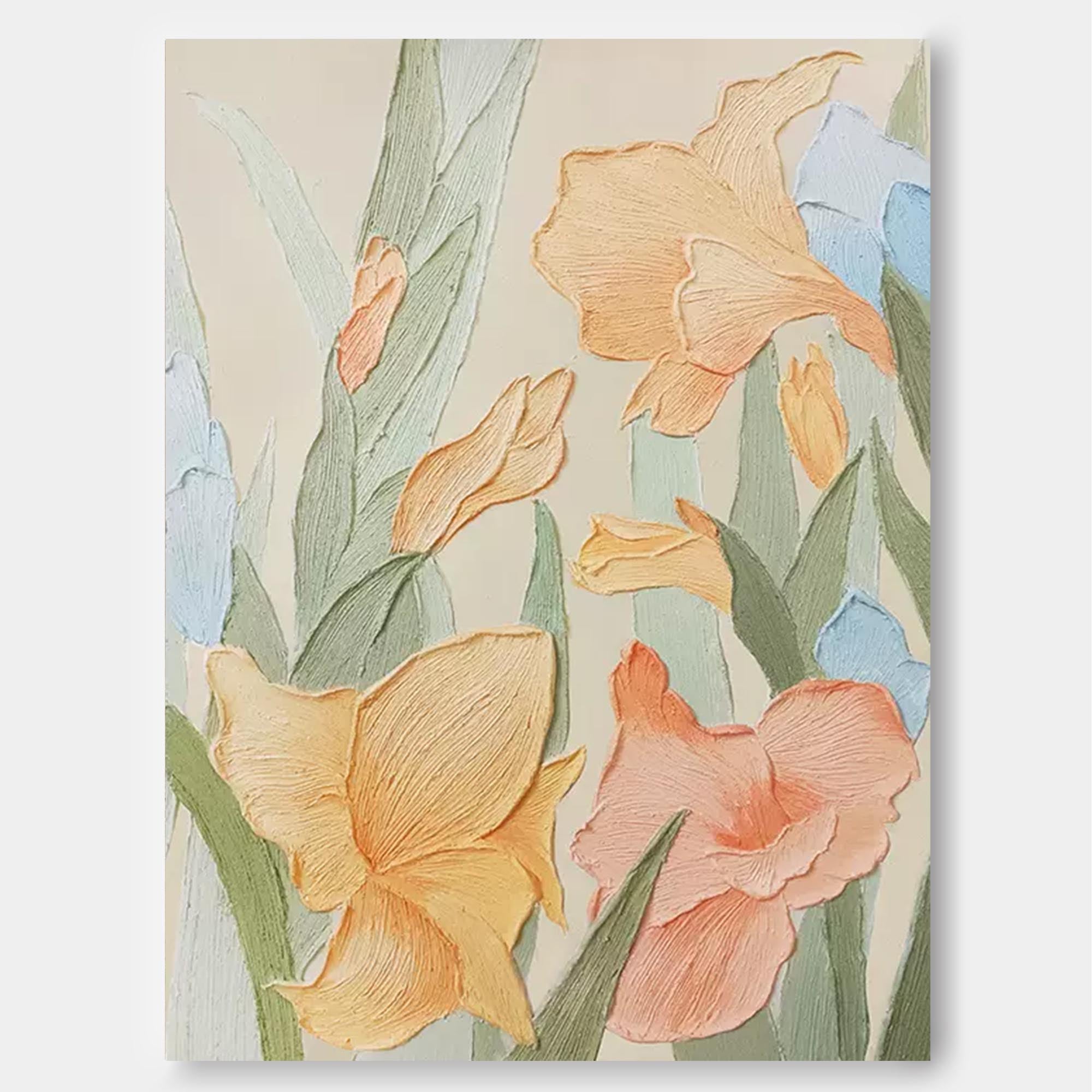 Wallart Vibrant Floral Textured Canvas Art