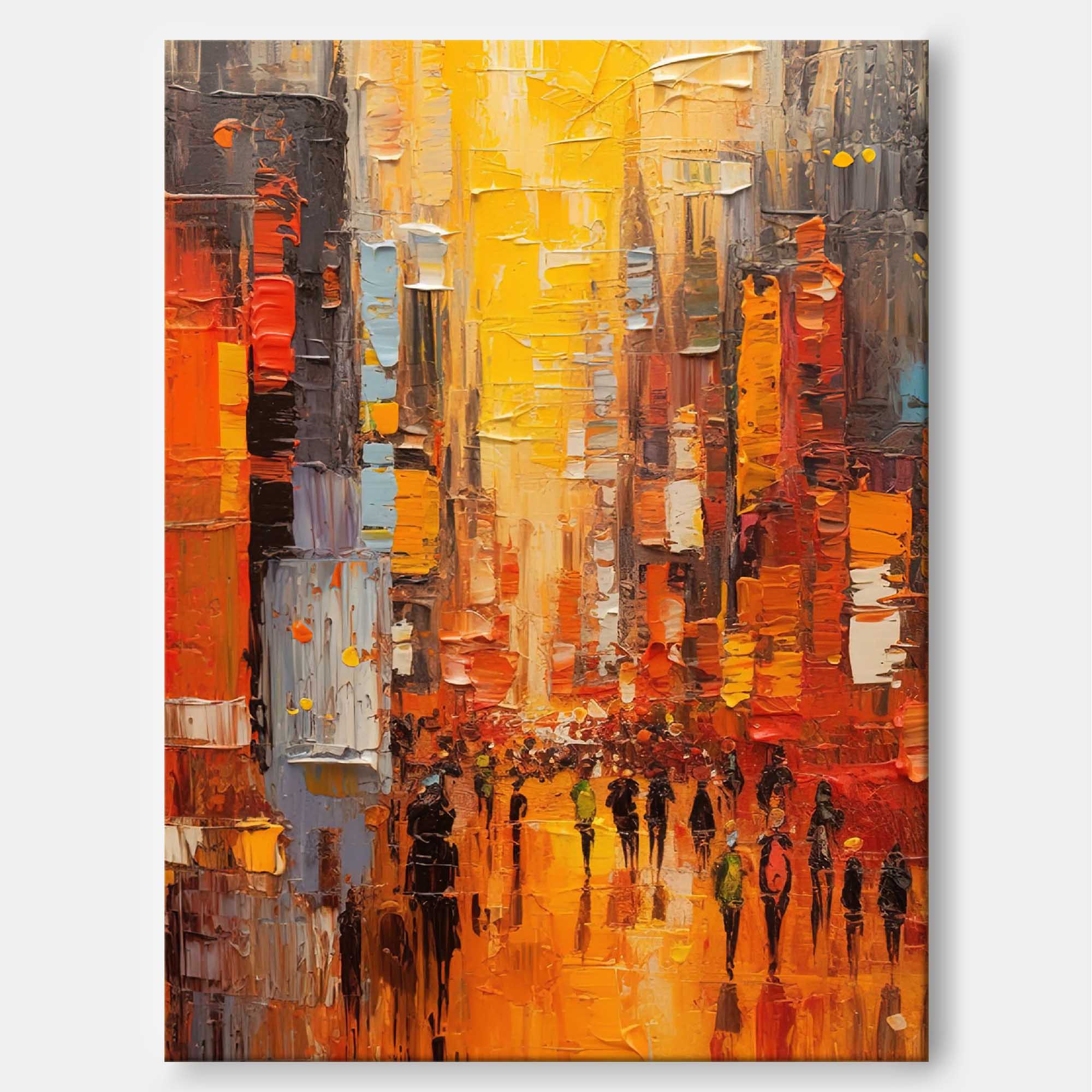 Wallart Nighttime City Walk Oil Painting