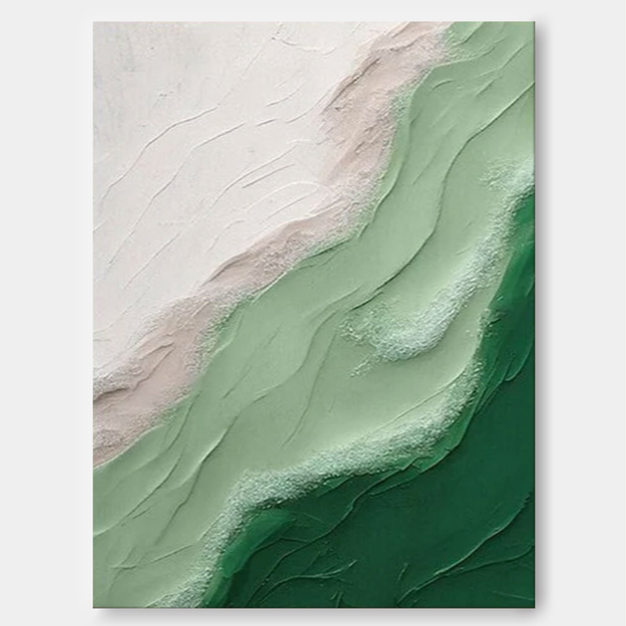 Wallart Textured Green Wave Abstract Canvas Art