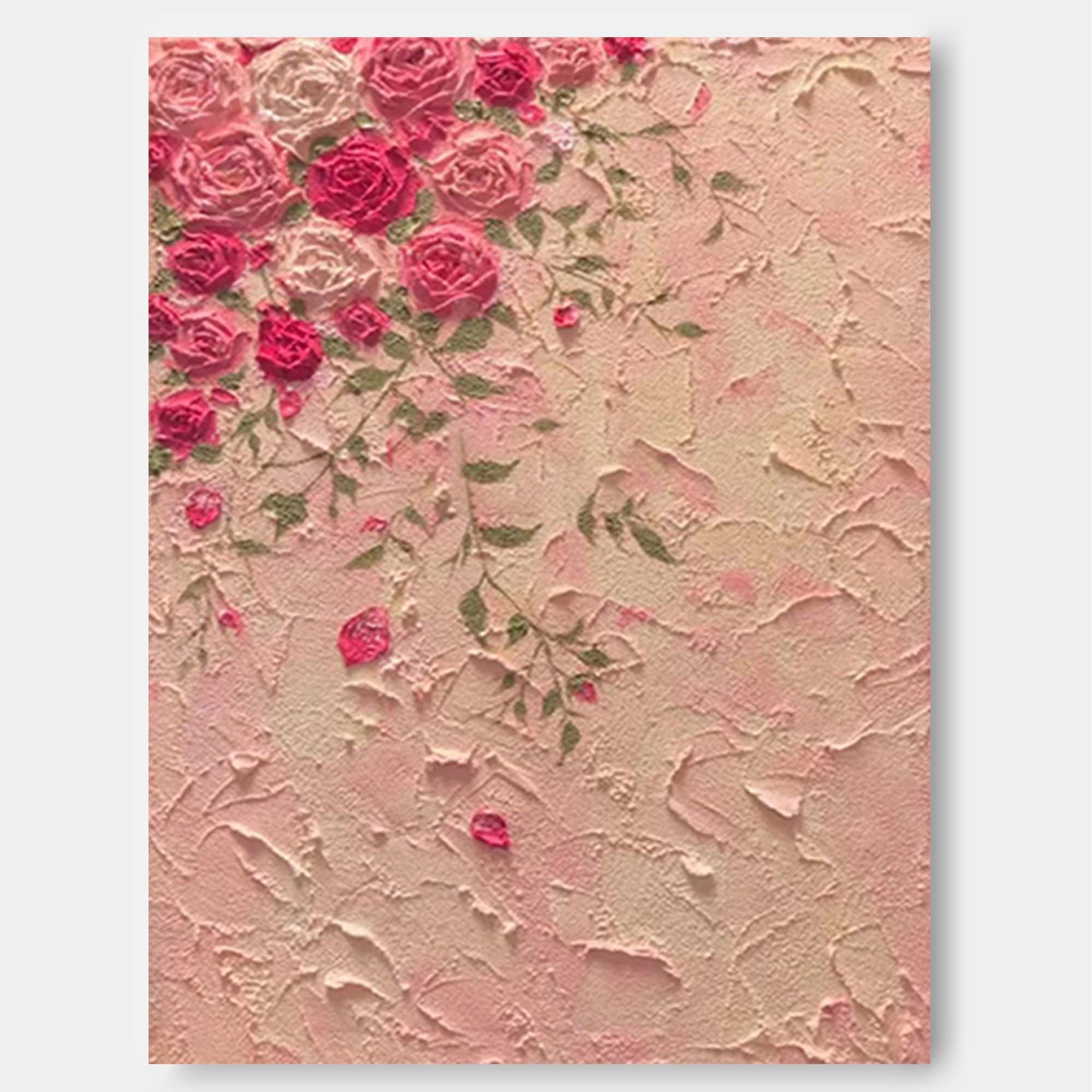 Wallart Textured Pink Blossom Floral Canvas