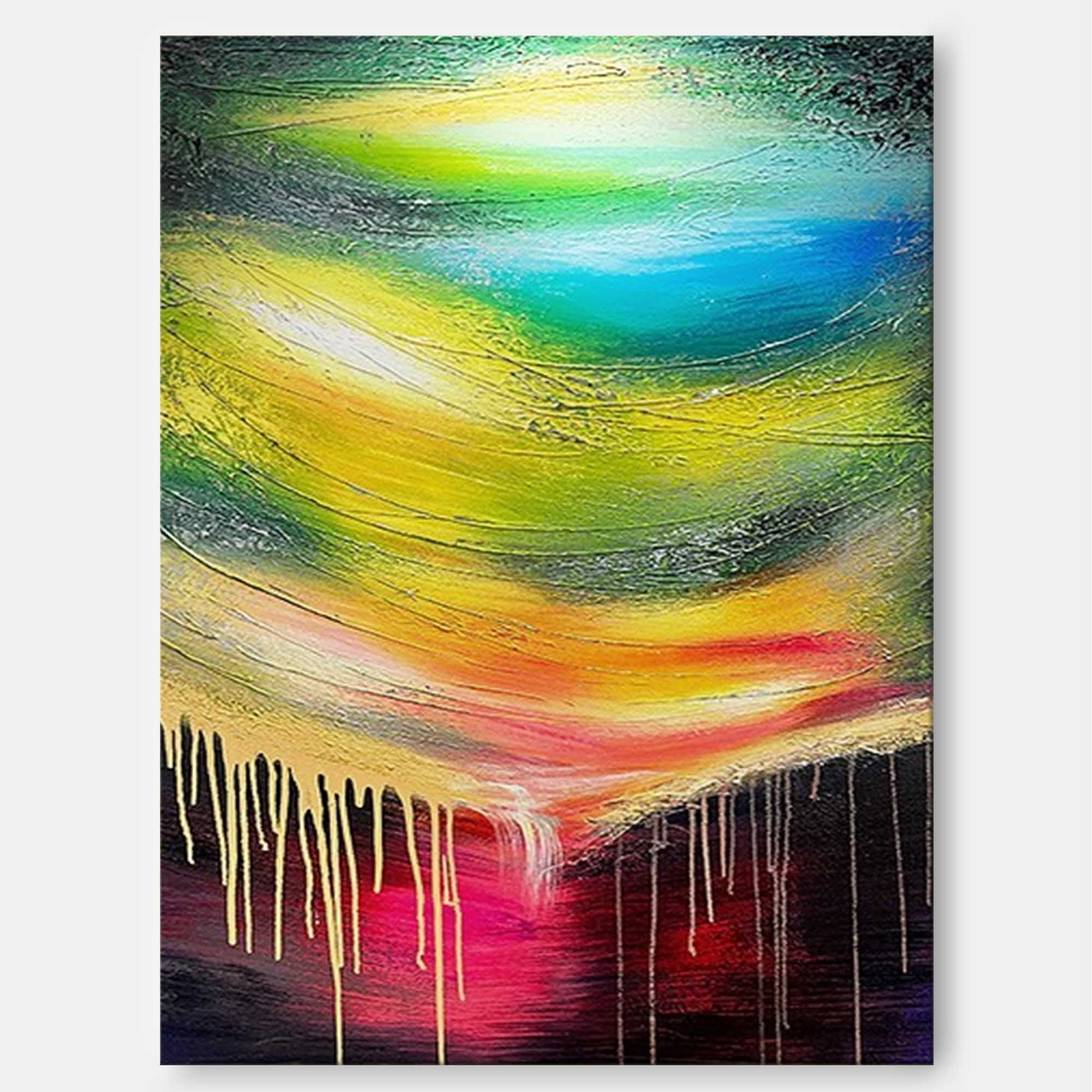 Wallart Vivid Drip Abstract Color Wave Canvas Art
