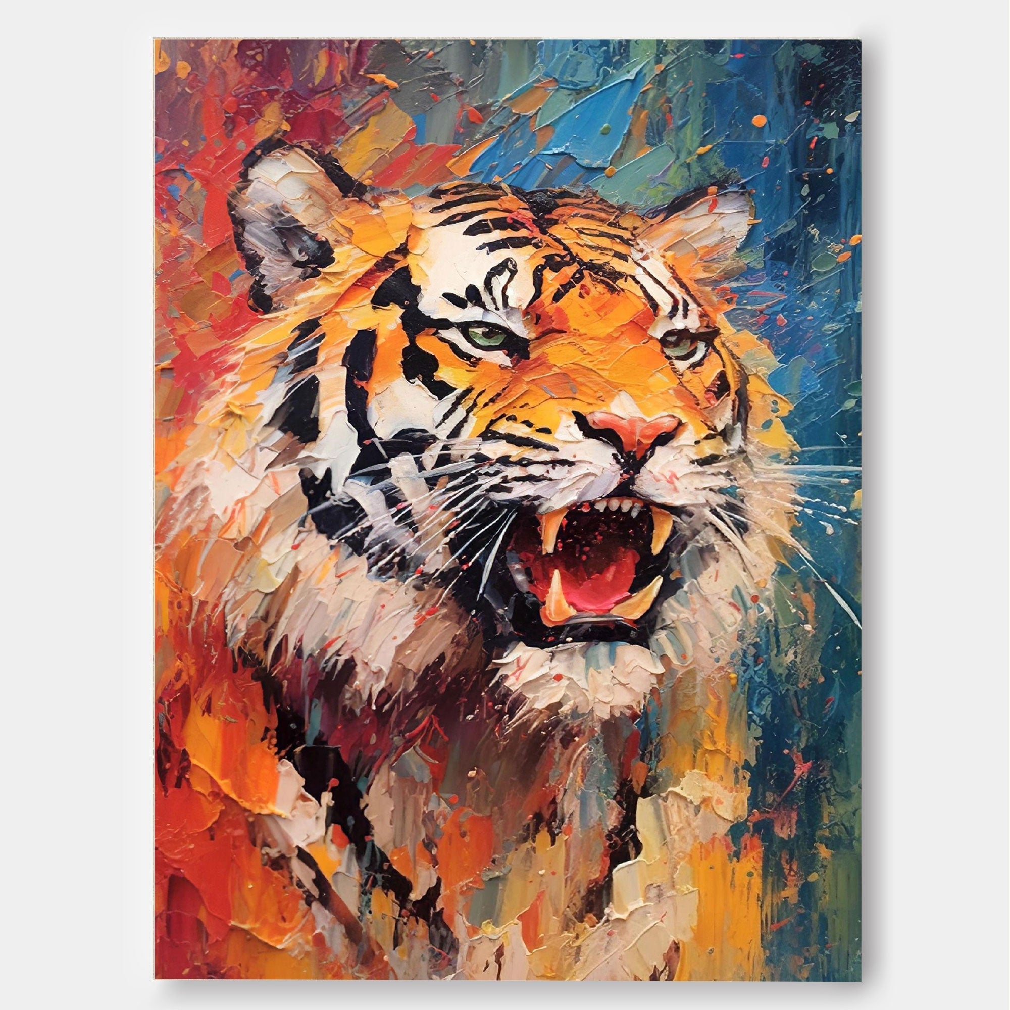 Wallart Fiery Tiger in Dynamic Colors
