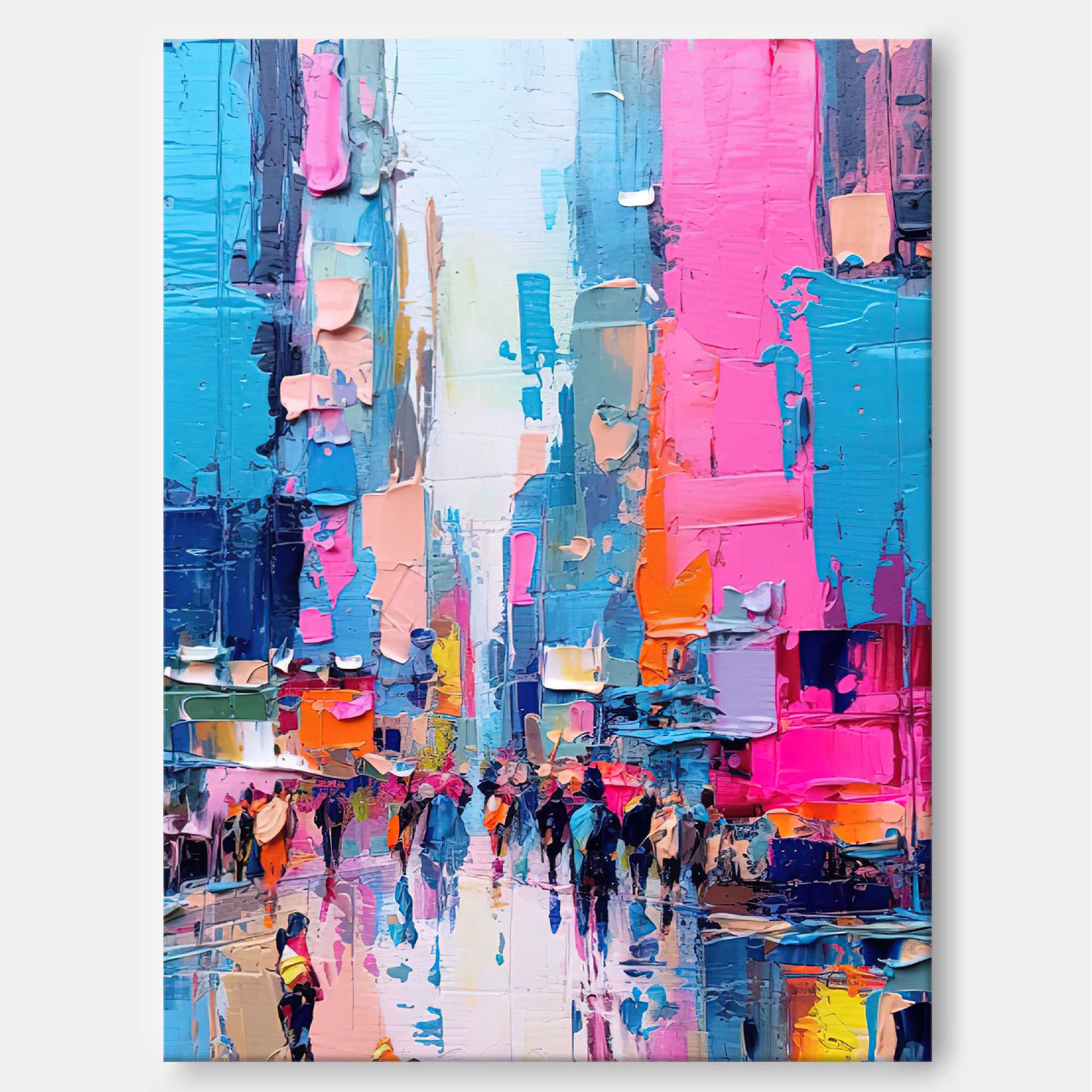 Wallart Vibrant City Life Oil Painting