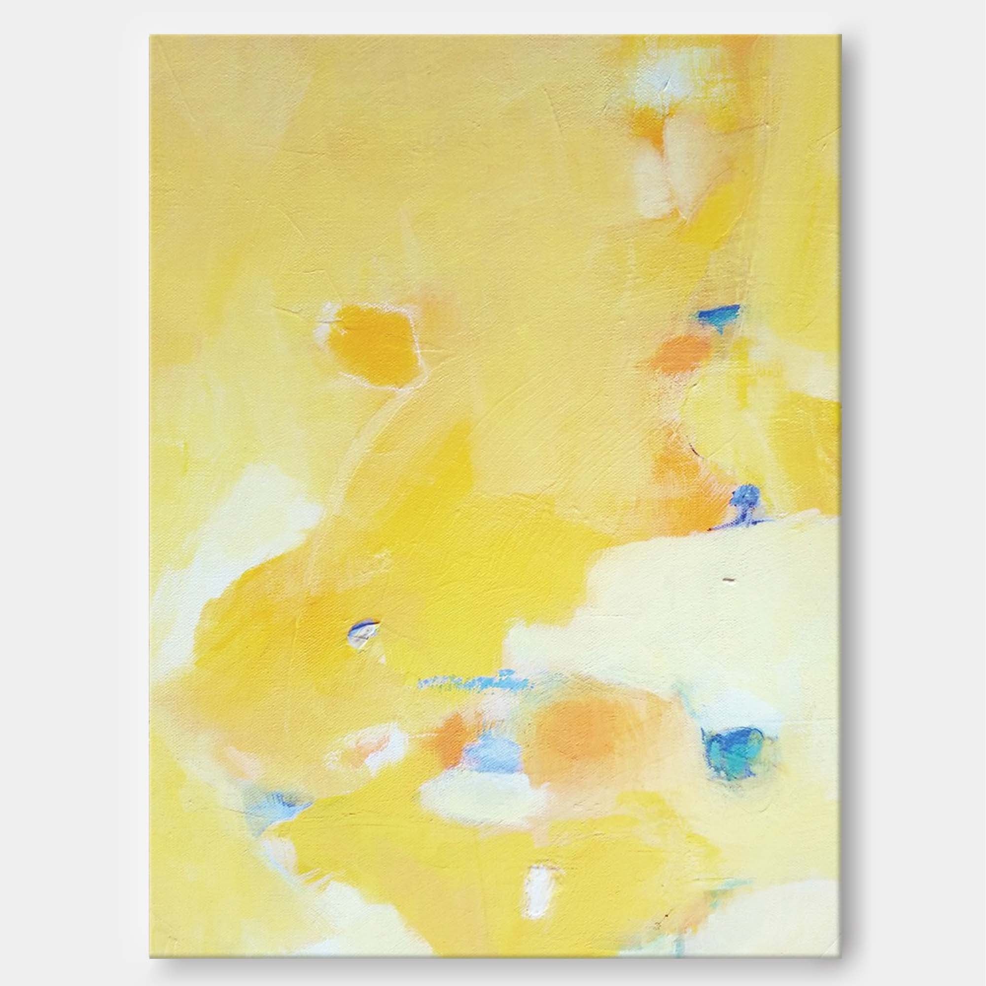 Wallart Soft Yellow Abstract Pastel Canvas Art