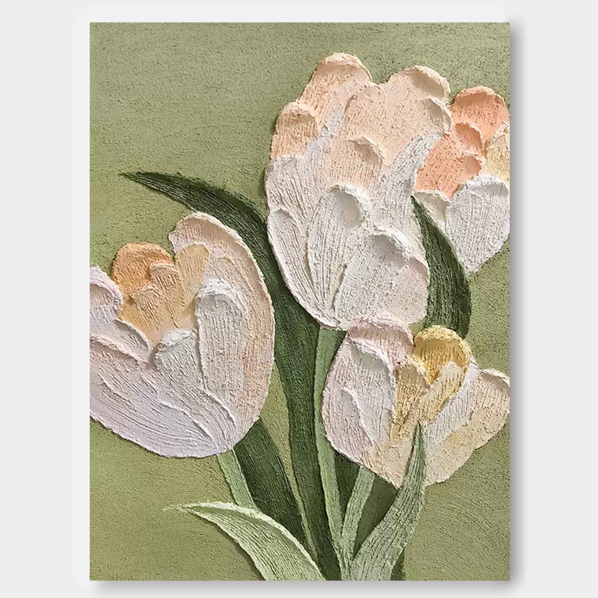 Wallart White Tulip Textured Canvas Art