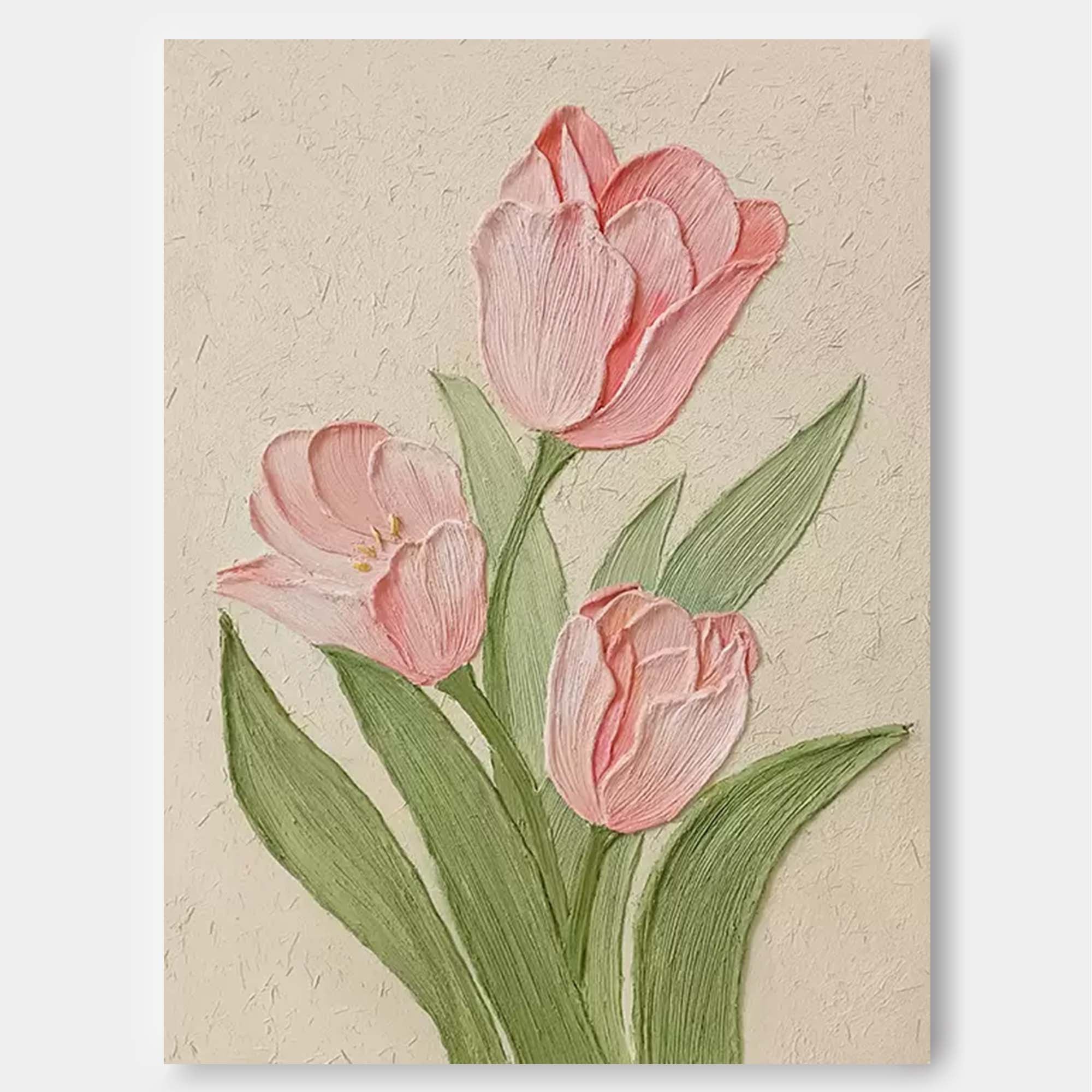 Wallart Pink Tulip Textured Canvas Art