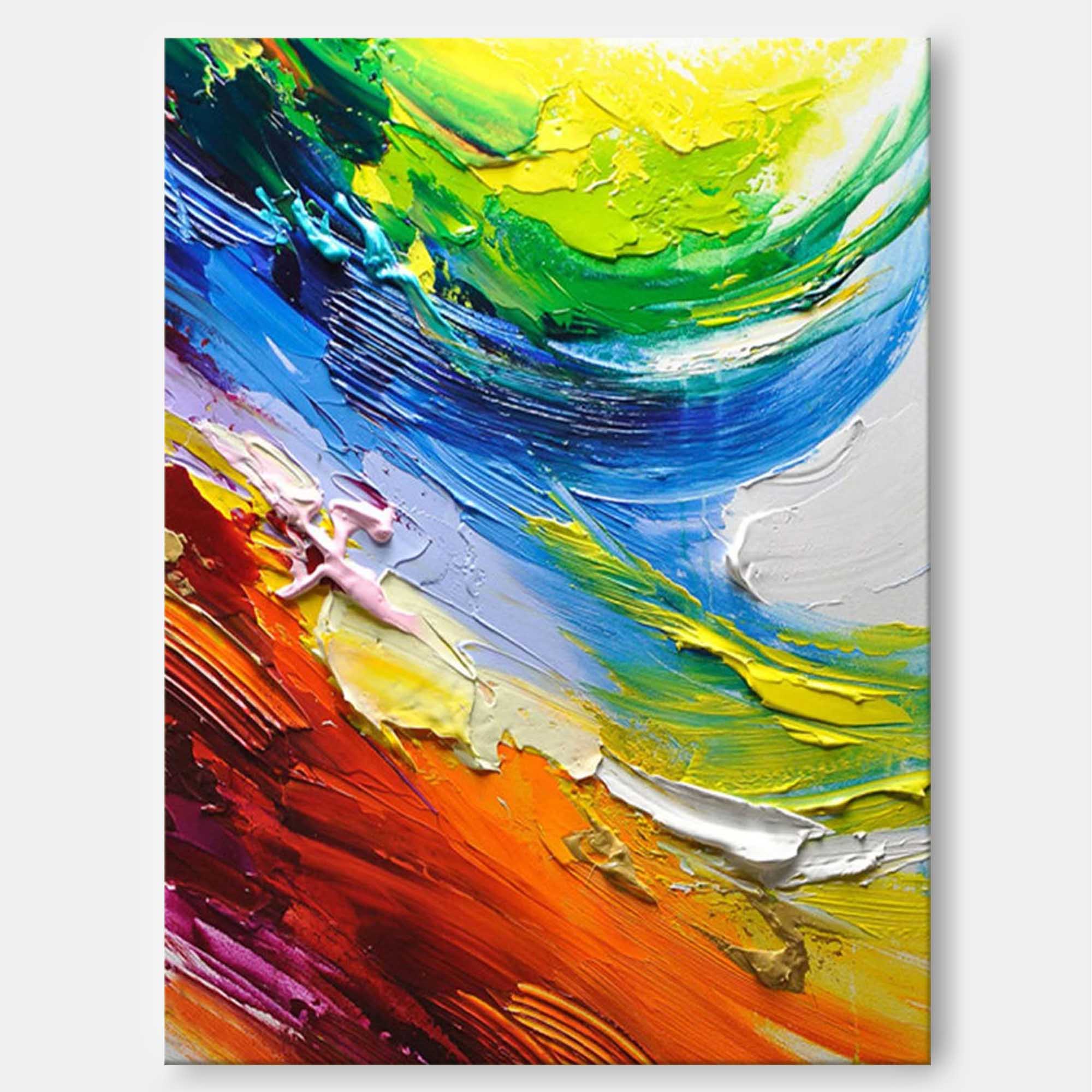Wallart Dynamic Waves of Color Abstract Palette Knife Art