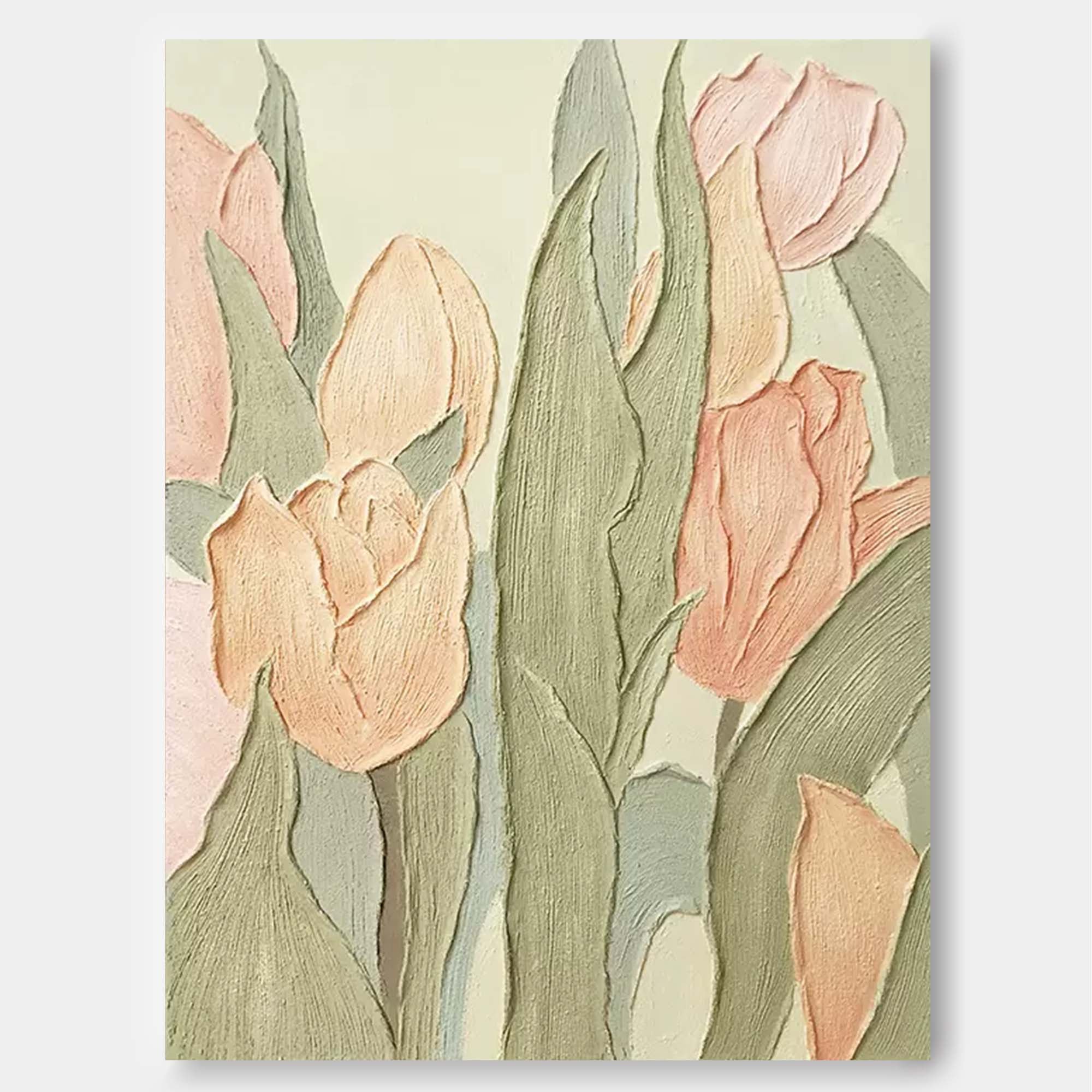 Wallart Pastel Tulip Textured Canvas Art
