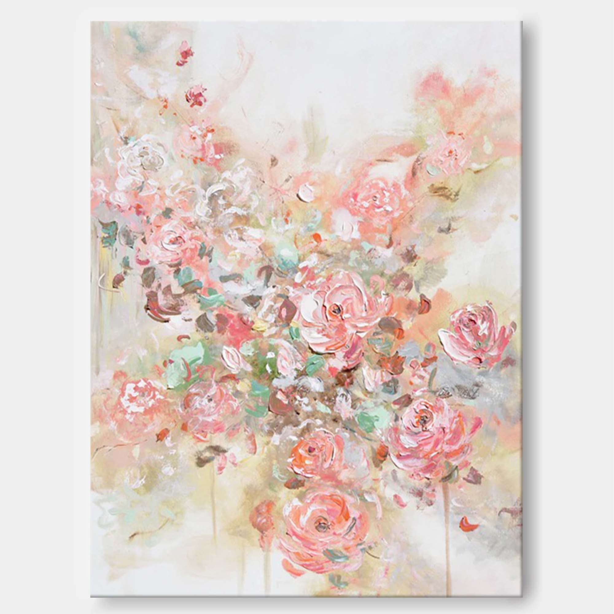 Wallart Elegant Blush Floral Abstract Canvas Art